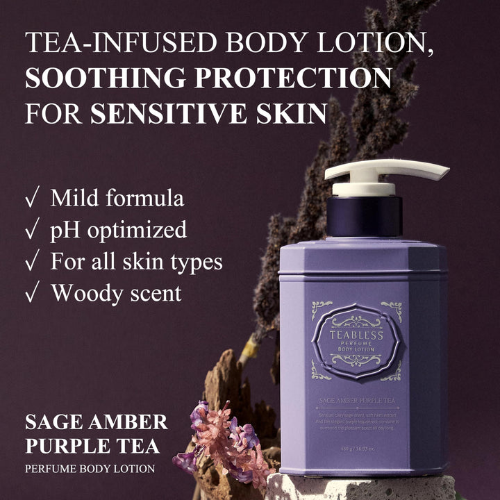TEABLESS Sage Amber Purple Tea Perfumed Body Lotion, Daily Moisturizer, Body Lotion For Dry Skin & Sensitive Skin, Non-Greasy, Slow Aging, Floral Woody Scent, Korean Skin Care