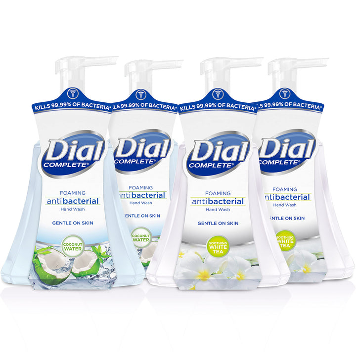 Dial Complete Antibacterial Foaming Hand Wash, Coconut Water/Soothing White Tea, 15 oz (Pack of 4)