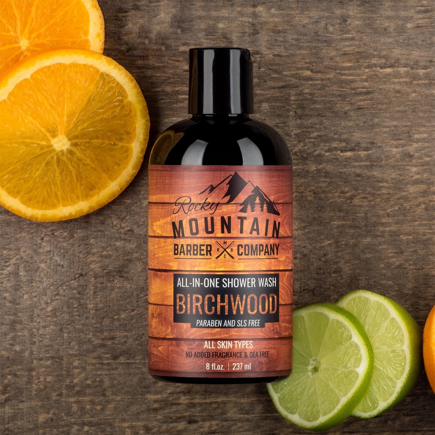 All-in-One Shower Wash for Men â€“ Shampoo, Body Wash, Conditioner, Face Wash & Beard Wash â€“ Natural Ingredients with Essential Oils â€“ Paraben, SLS & DEA Free - Birchwood Scent â€“ 8oz