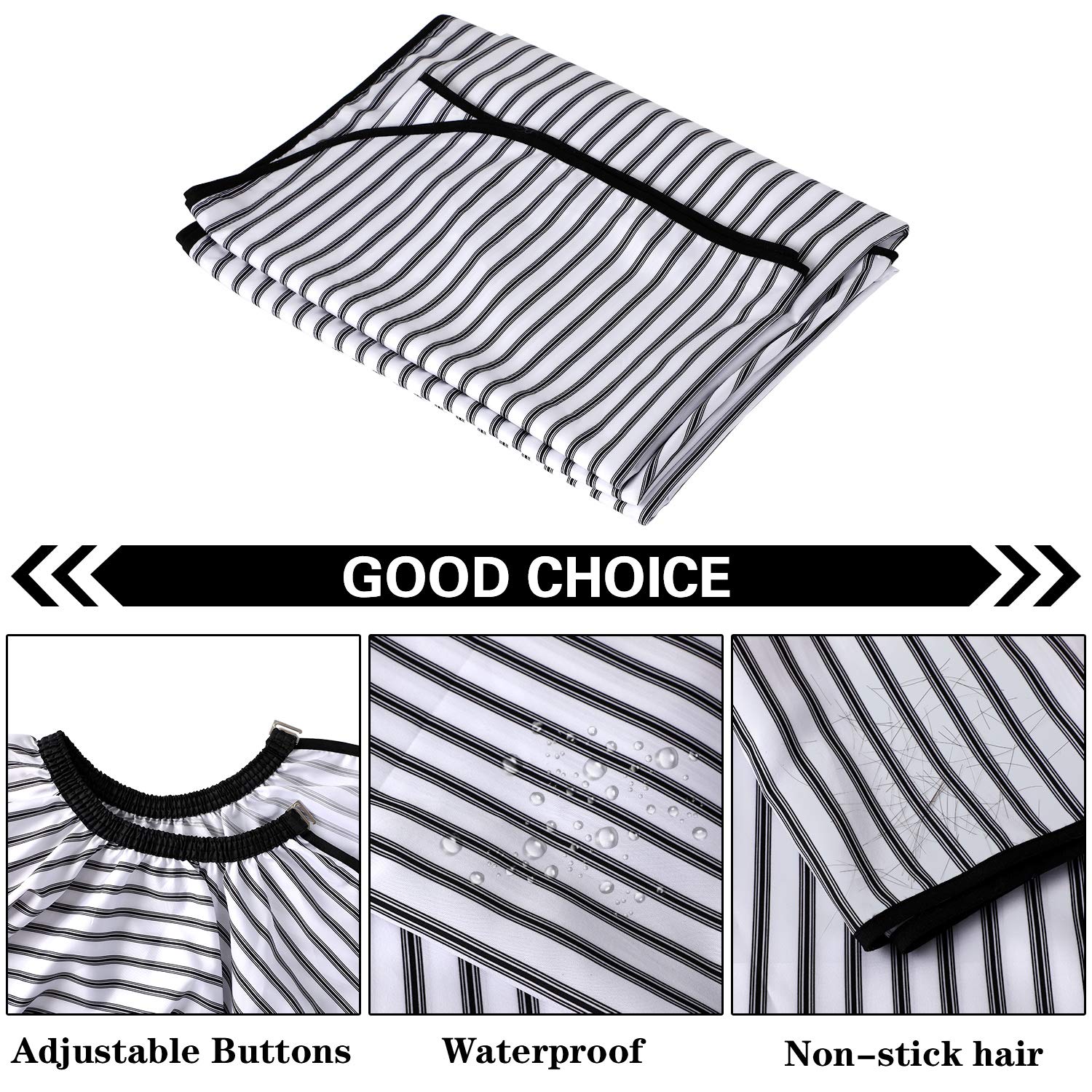 Professional Hair Cutting Cape with Neck Duster Brush, Salon Barber Cape, Hair Cutting Accessories (Stripe)