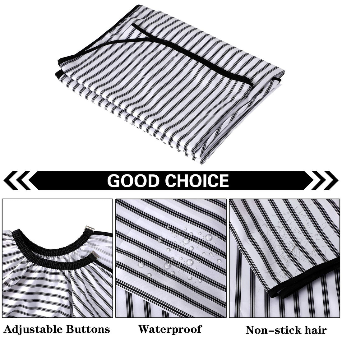 Professional Hair Cutting Cape with Neck Duster Brush, Salon Barber Cape, Hair Cutting Accessories (Stripe)