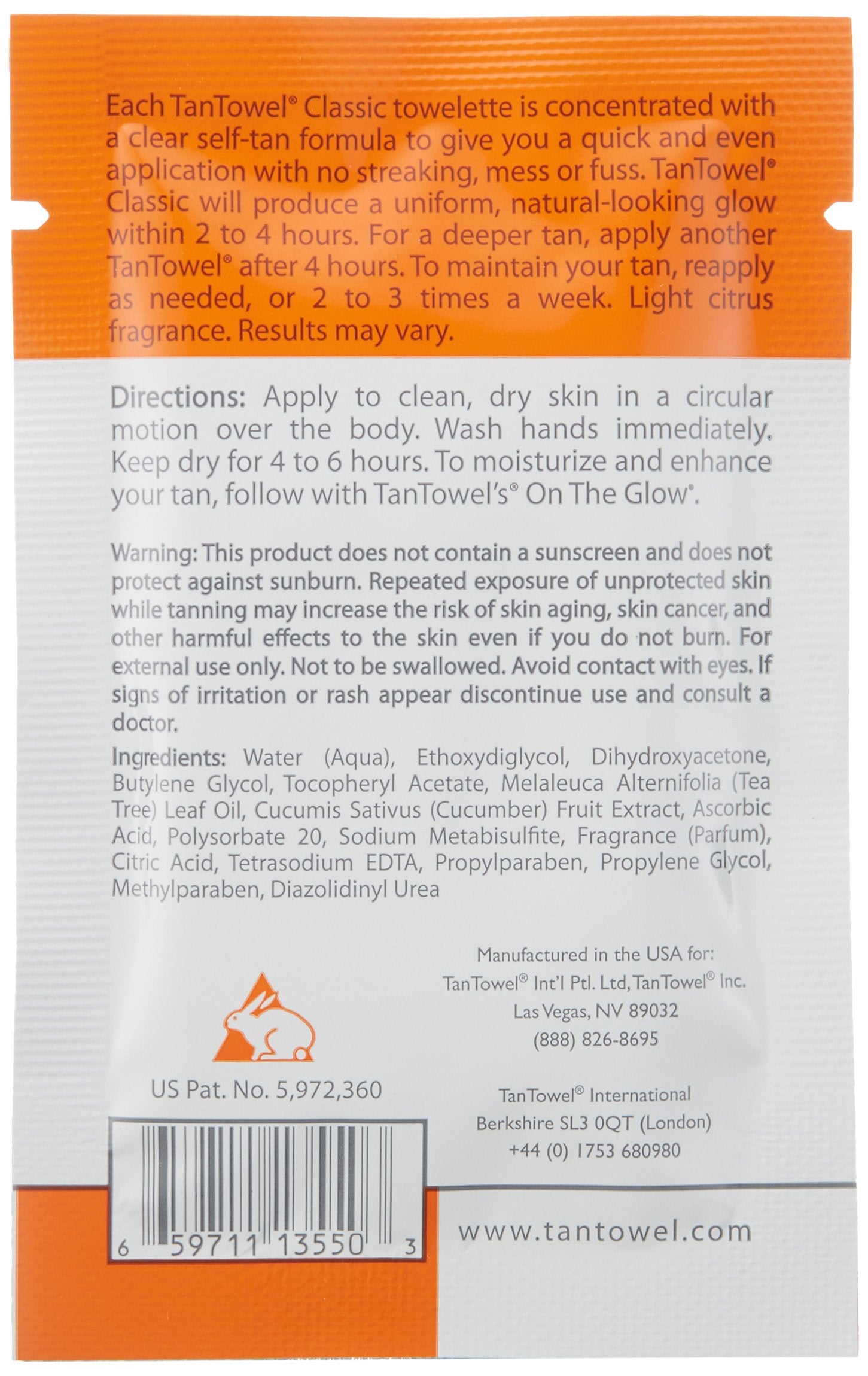 Tan Towel Self Tan Towelette Classic 50 Count