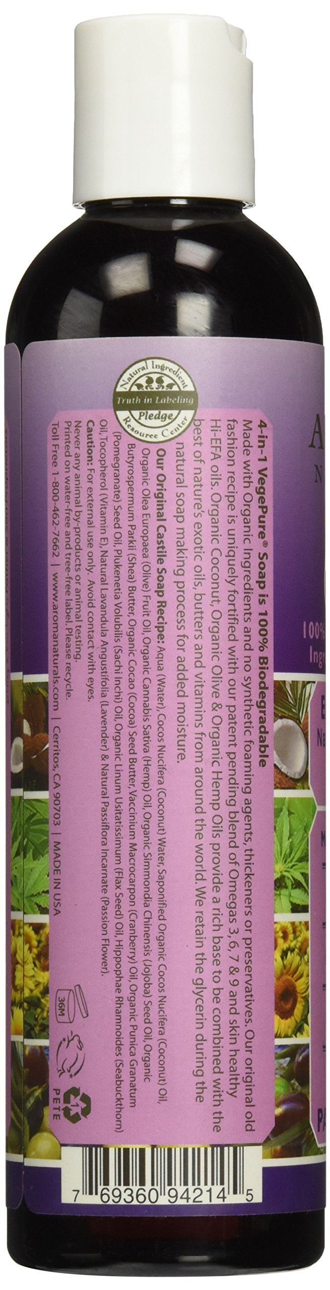 Aroma Naturals Extraordinary Natural Castile 4-In-1 Soap, Lavender Passion Flower, 8 Ounce