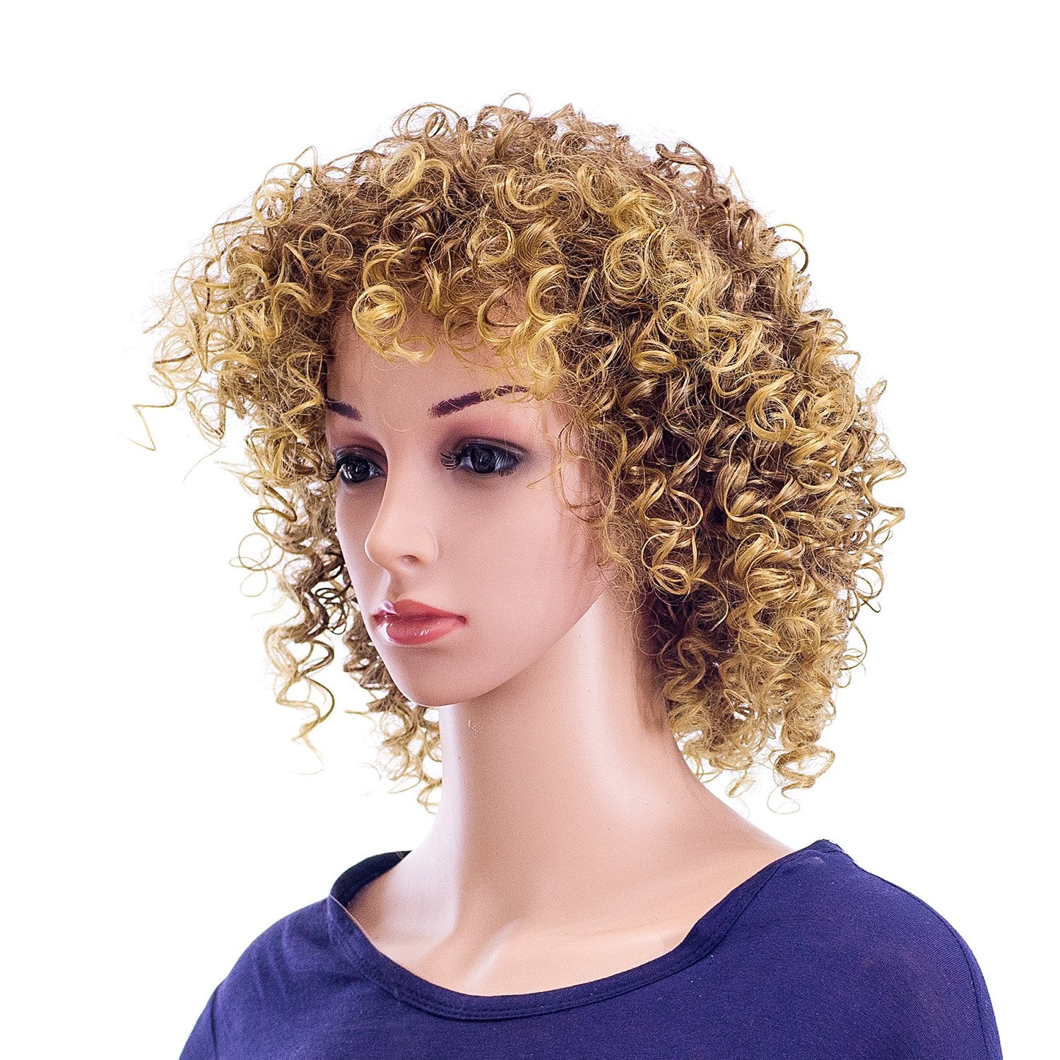 Light Brown Auburn Blonde Mixed: SWACC 12-Inch Short Big Bouffant Curly Wigs for Women Synthetic Heat Resistant Fiber Hair Pieces with Wig Cap (Light Brown Auburn Blonde Mixed)