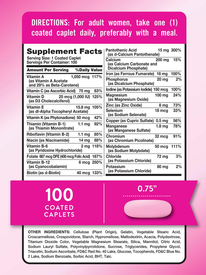 Nature's Truth Multivitamin for Women with Iron | 100 Pills | Non-GMO & Gluten Free Supplement | ABC Complete