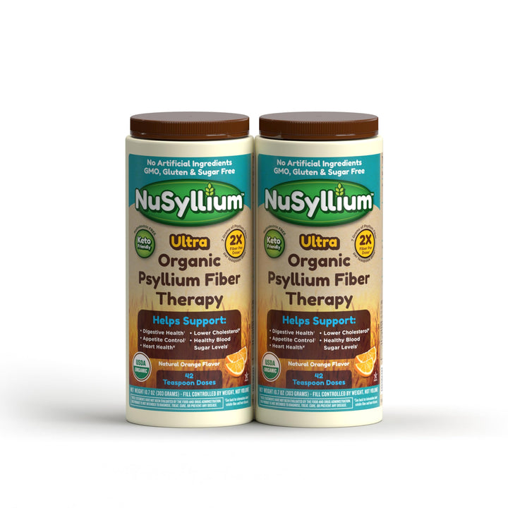 NuSyllium Ultra Psyllium Husk Powder, Organic, 10.7 Oz (Pack of 2) Sugar Free, Keto-Friendly Fiber Supplement, Helps Promote Digestive Health* & Appetite Control* Natural Orange, 2 x 42 Servings