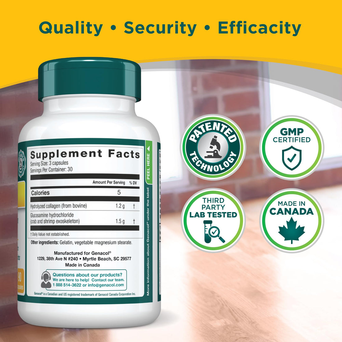 Genacol Glucosamine & Collagen Joint Supplement Glucosamina Colageno Hidrolizado Capsules | Lubricates Joints, Reduces Joint Discomfort, Maintains Optimum Joint Health Plus 90 Capsules