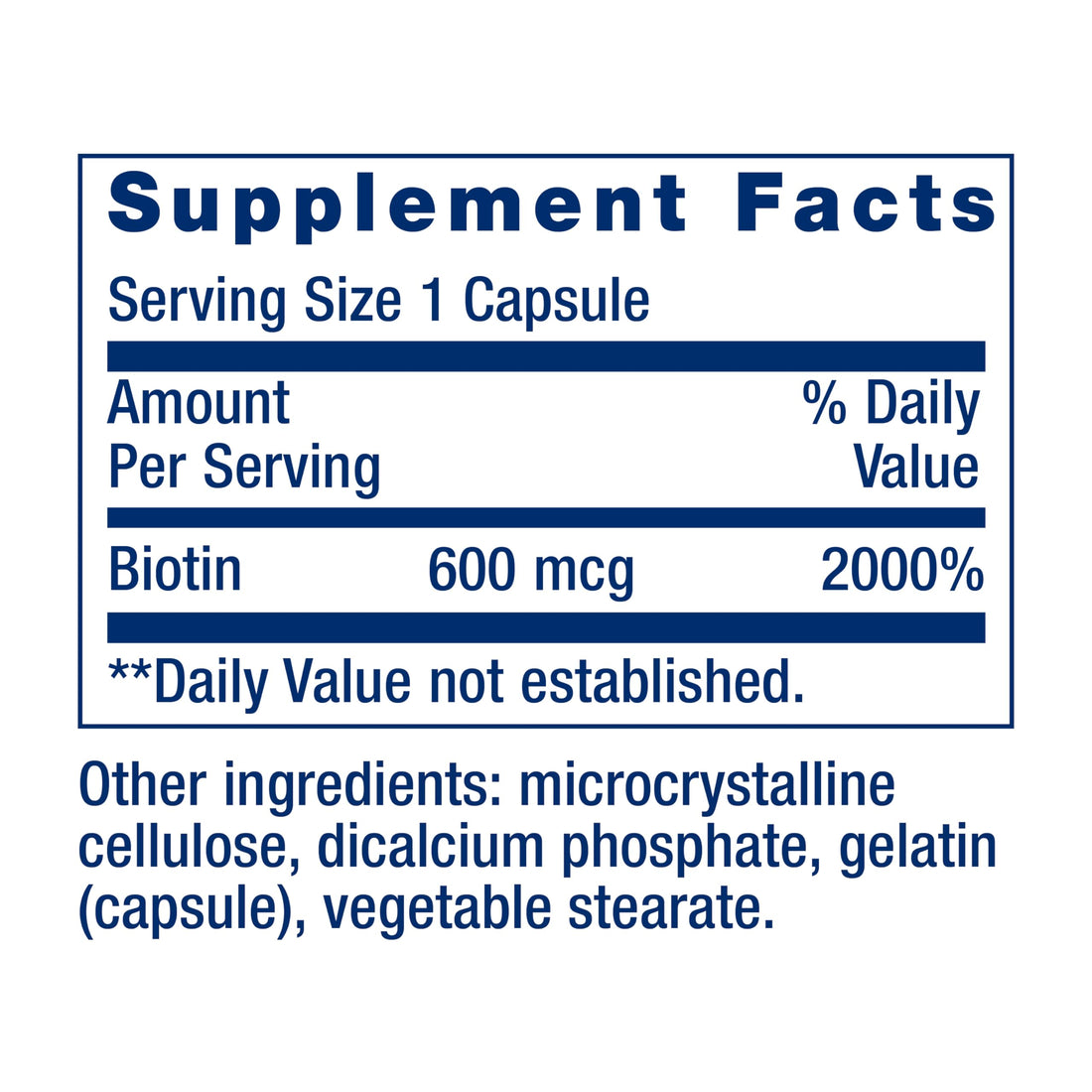 Life Extension Biotin 600 mcg Vitamin B7 Support Supplement for Beautiful Hair, Nails & Beyond – Gluten-Free, Non-GMO - 100 Capsules