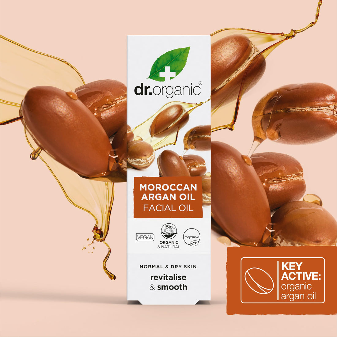 Dr. Organic Moroccan Argan Oil Facial Oil | Nourishing for Healthy Aging, Non-Greasy, Smoothes and Replenishes Skin, Natural, Vegan, Certified Organic, 30 mL / 1 fl oz