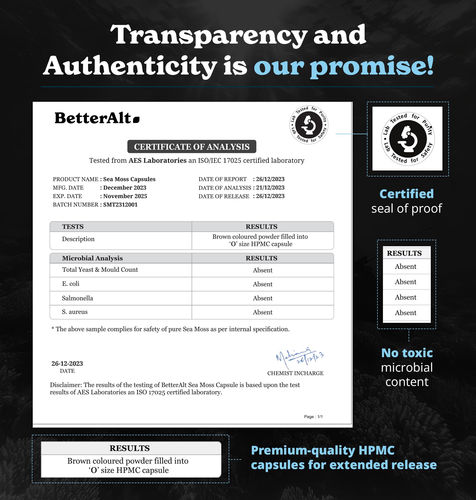 Better Alt Sea Moss Capsules- Irish Sea Moss with Black Seed Oil, Ashwagandha & Black Pepper for Stamina, Strength & Endurance- High Potency Sea Moss Supplement - 60 Servings, 120 Capsule