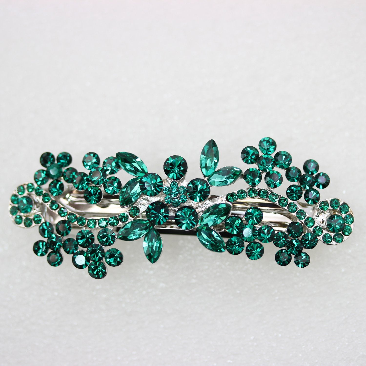 Faship Gorgeous Emerald Green Crystal Hair Barrette Clip