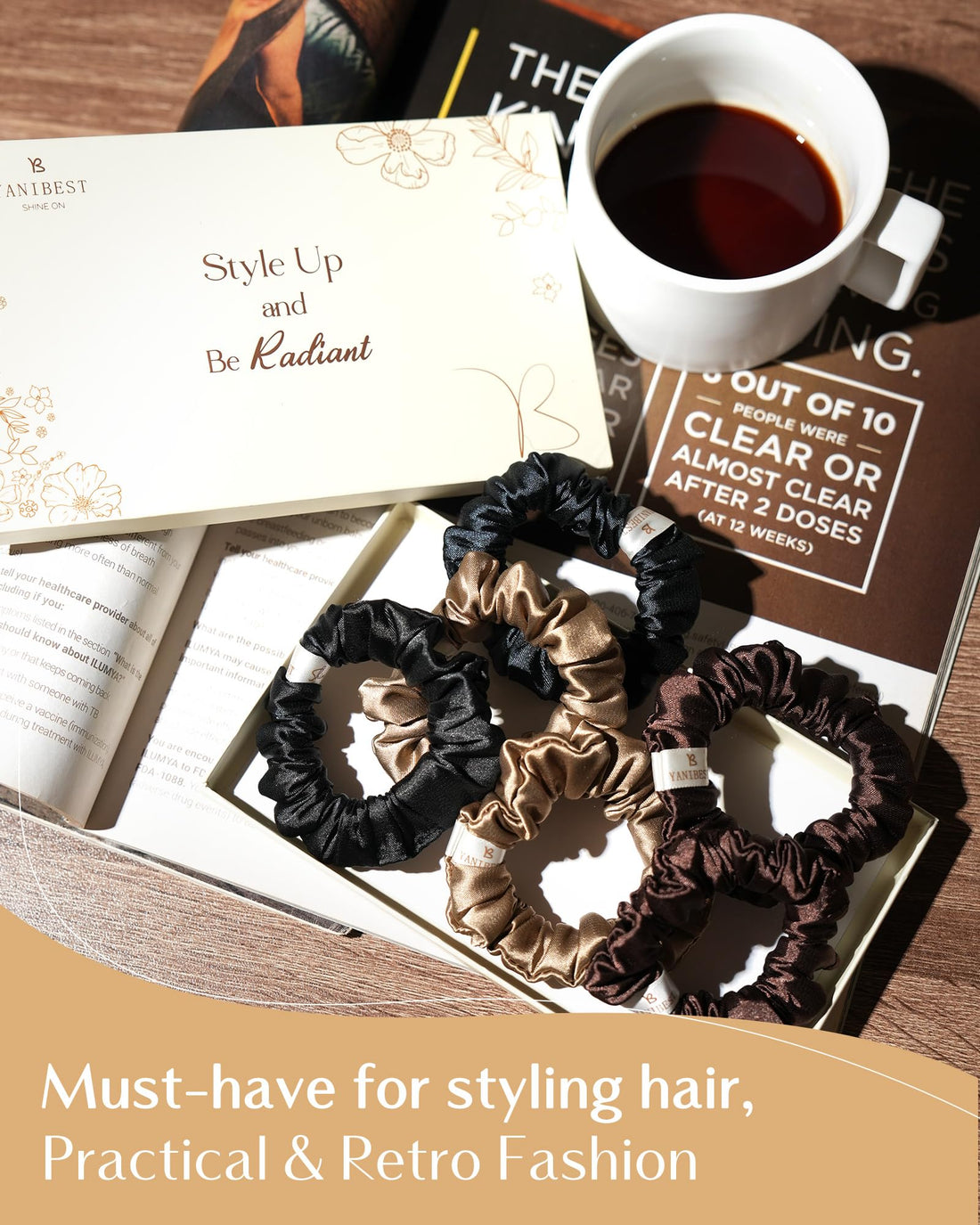 Yanibest Satin Scrunchies for Women, Hair Ties No Damage for Girls, Silk Ponytail Holders 6pcs Headwear