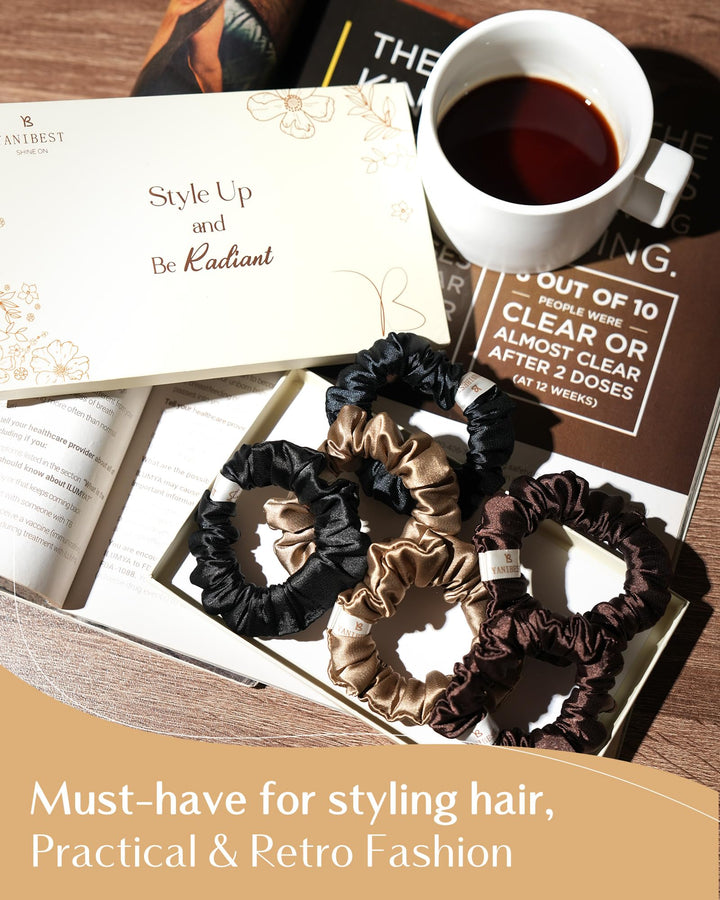 Yanibest Satin Scrunchies for Women, Hair Ties No Damage for Girls, Silk Ponytail Holders 6pcs Headwear