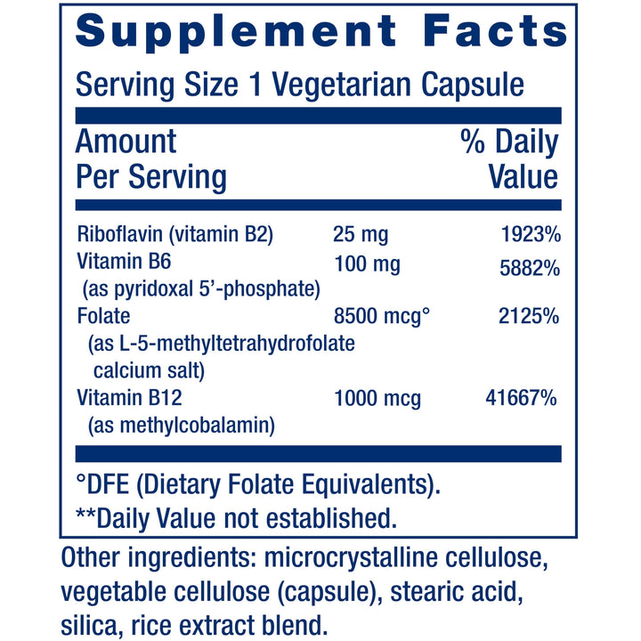 Life Extension Homocysteine Resist - For Heart & Brain, Cognitive Health Support Supplement – Vitamin B2, B6 & B12 + Folate - Once-Daily, Non-GMO, Gluten-Free - 60 Vegetarian Capsules