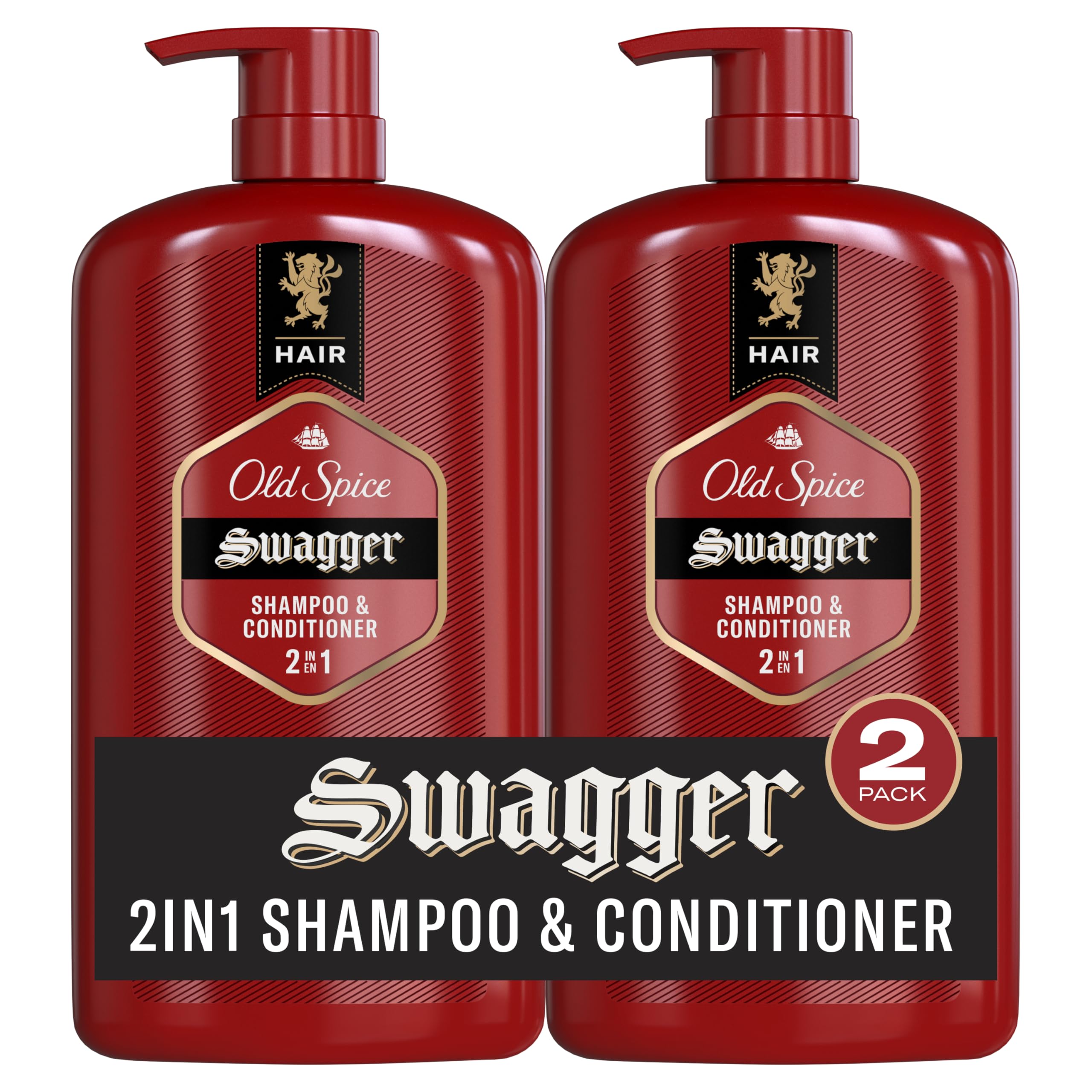 Old Spice Swagger 2-in-1 Shampoo and Conditioner Set for Men, Cedarwood Lime Scent, Healthier, Fuller, More Moisturized Looking Hair, Barbershop Quality, 29.2 Fl Oz Each, Twin Pack