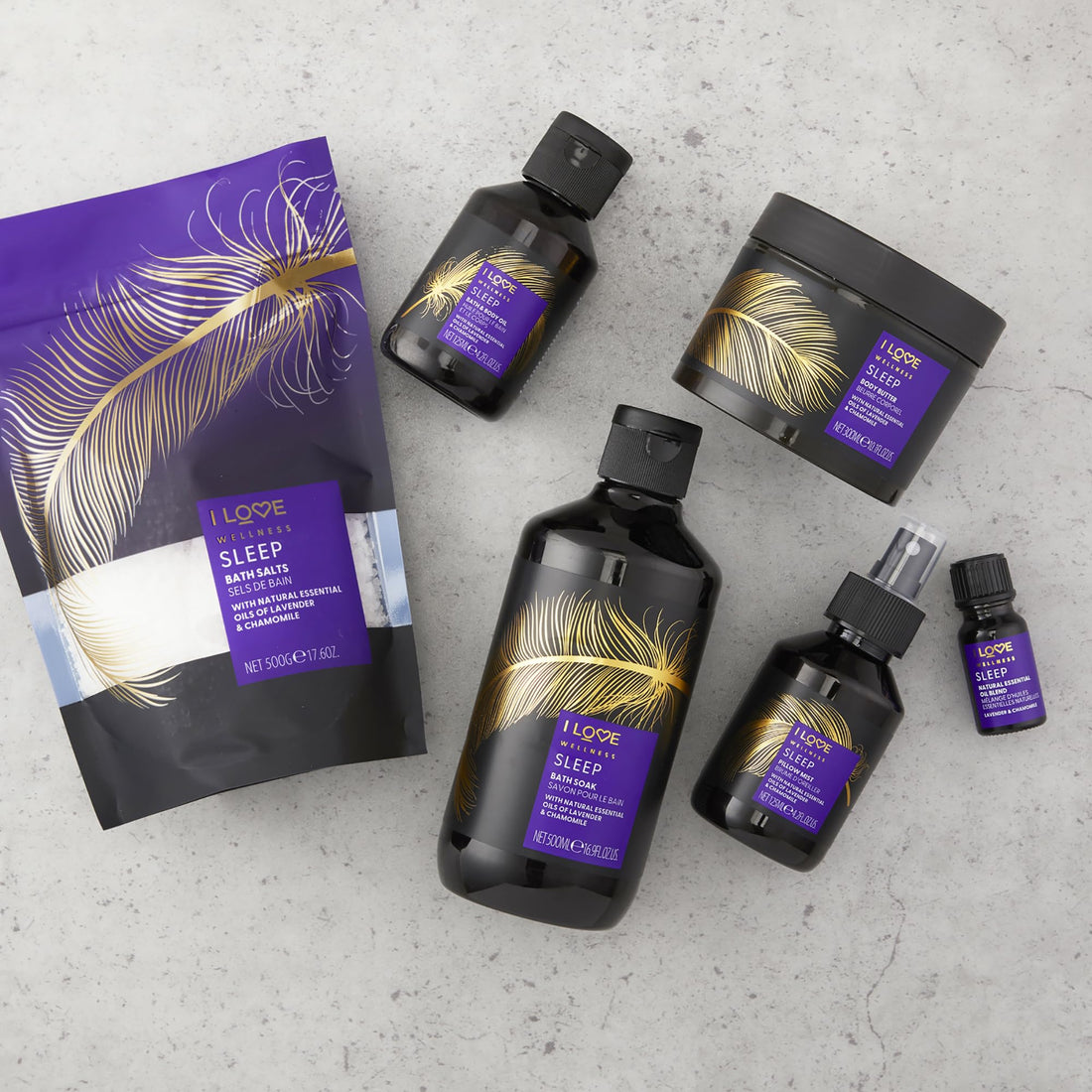 I LOVE Wellness Sleep Bath and Body Oil - Body Oil and Bath Oil for Dry Skin - Essential Oils for Sleep - Calm Lavender and Chamomile Blend - 4.2 oz