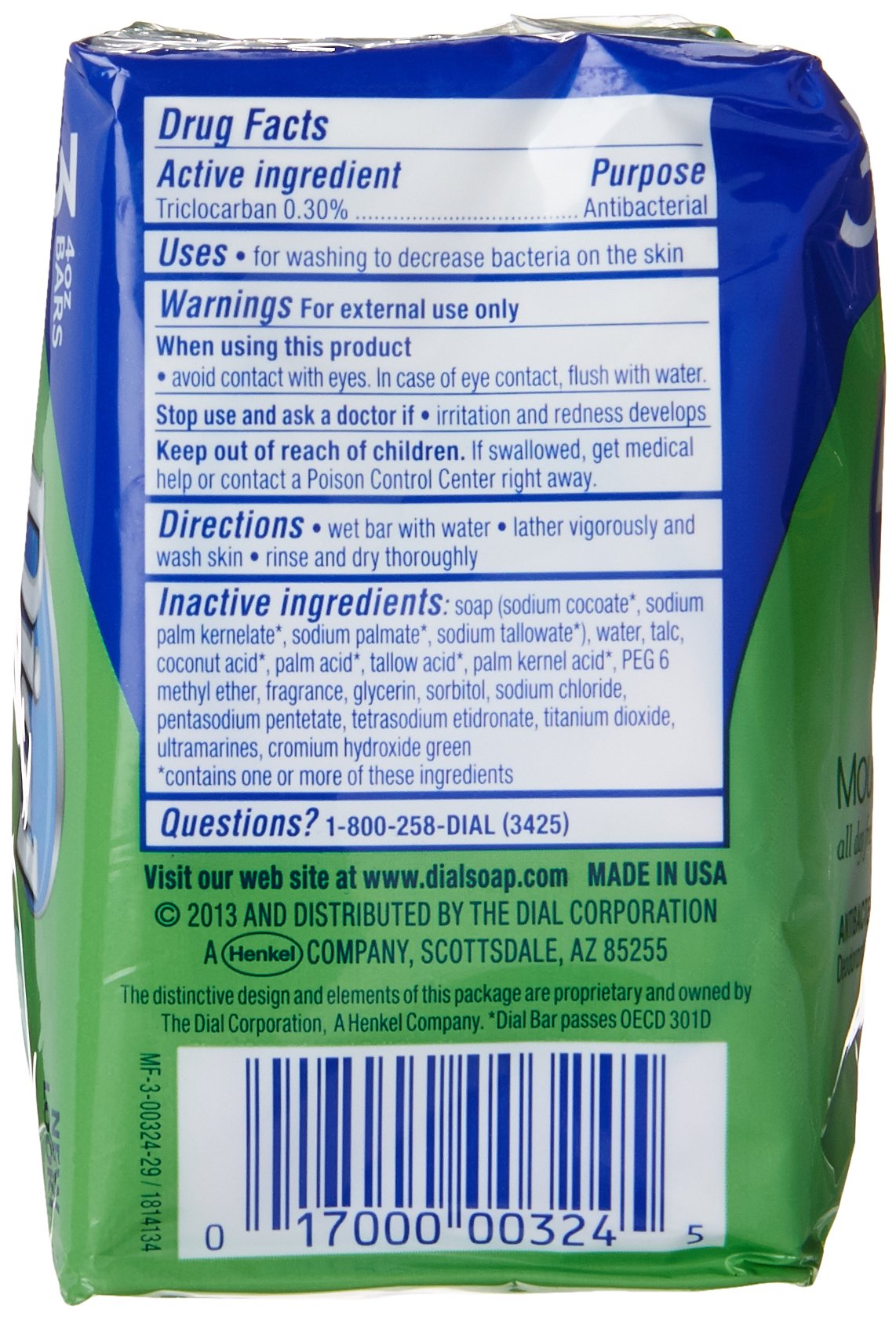 Dial Mountain Fresh Antibacterial Deodorant Soap By For Unisex - 3 X 4 Oz Soap