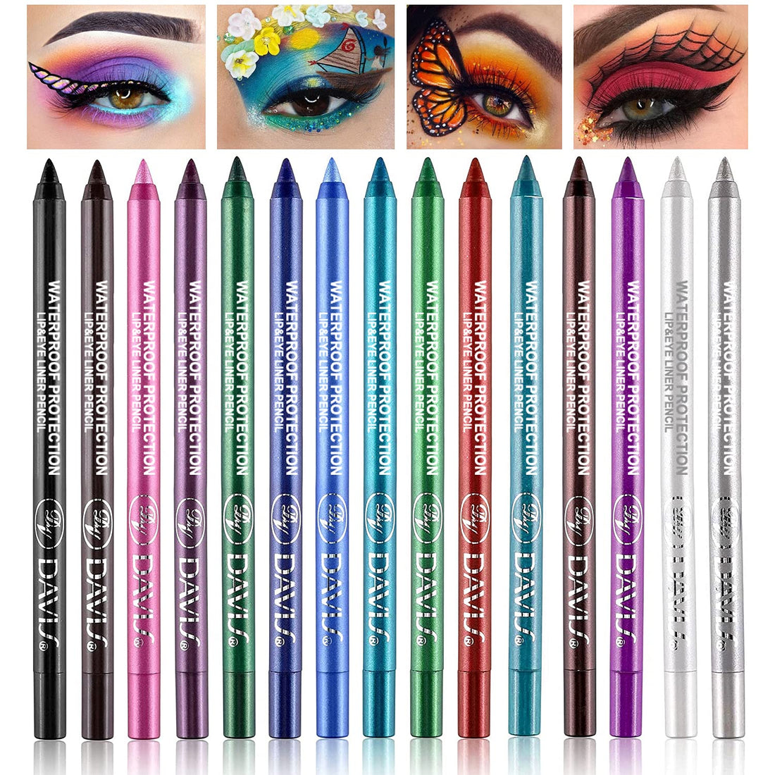 15 Colorful Eyeliner Pen Set, Shadow Pencil, Pearl Eyeliner Kit Metallic Glitter Eyeliner for Women Eye&Lip Liner Professional Colorful Eyeliner Eye Color Eye Makeup Set(15PCS)