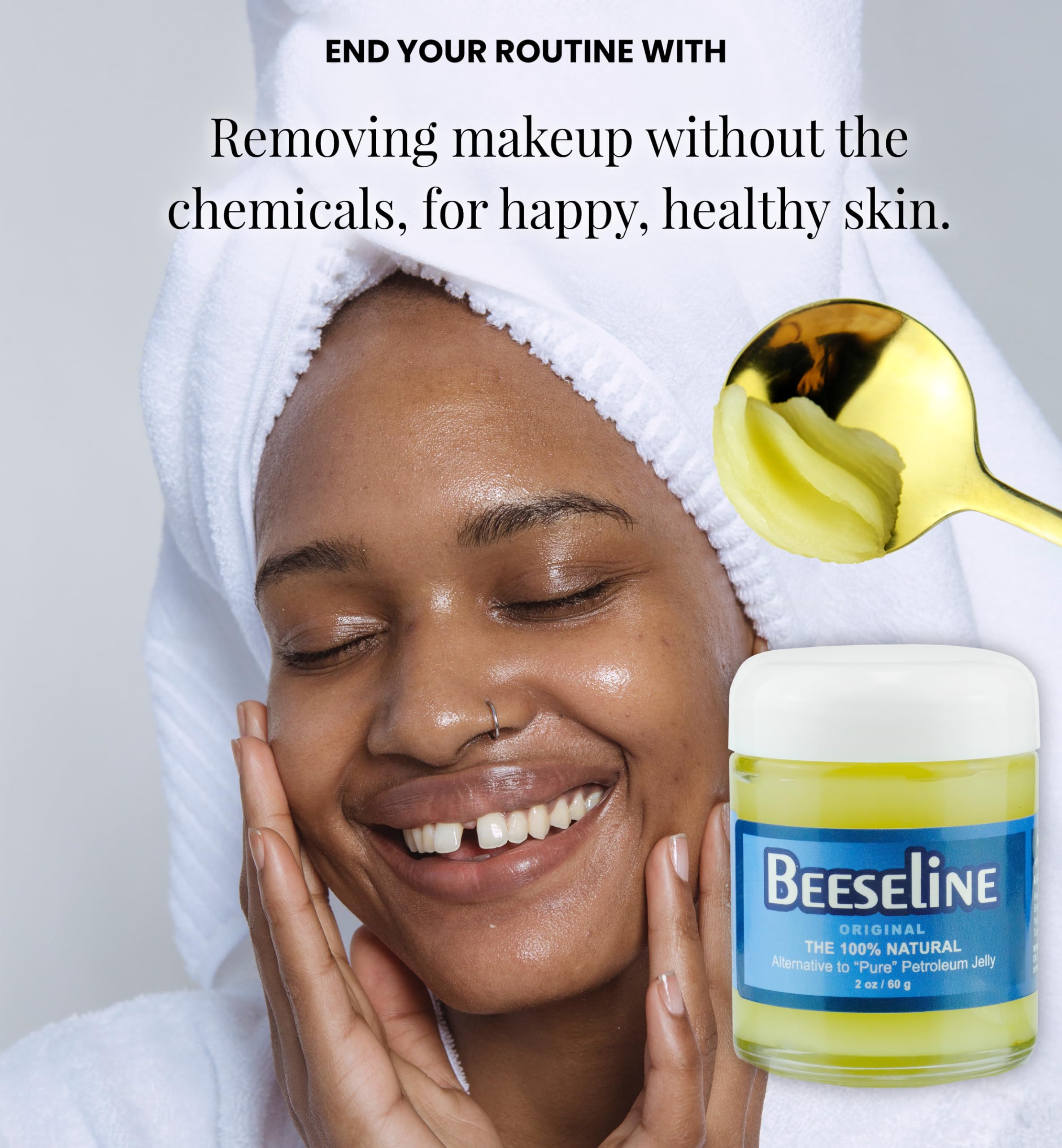 Beeseline Original - 100% Natural & Hypoallergenic Alternative to Petroleum Jelly - Lips, Hands, Baby, Makeup Remover and More (Glass Jar) (2 oz)