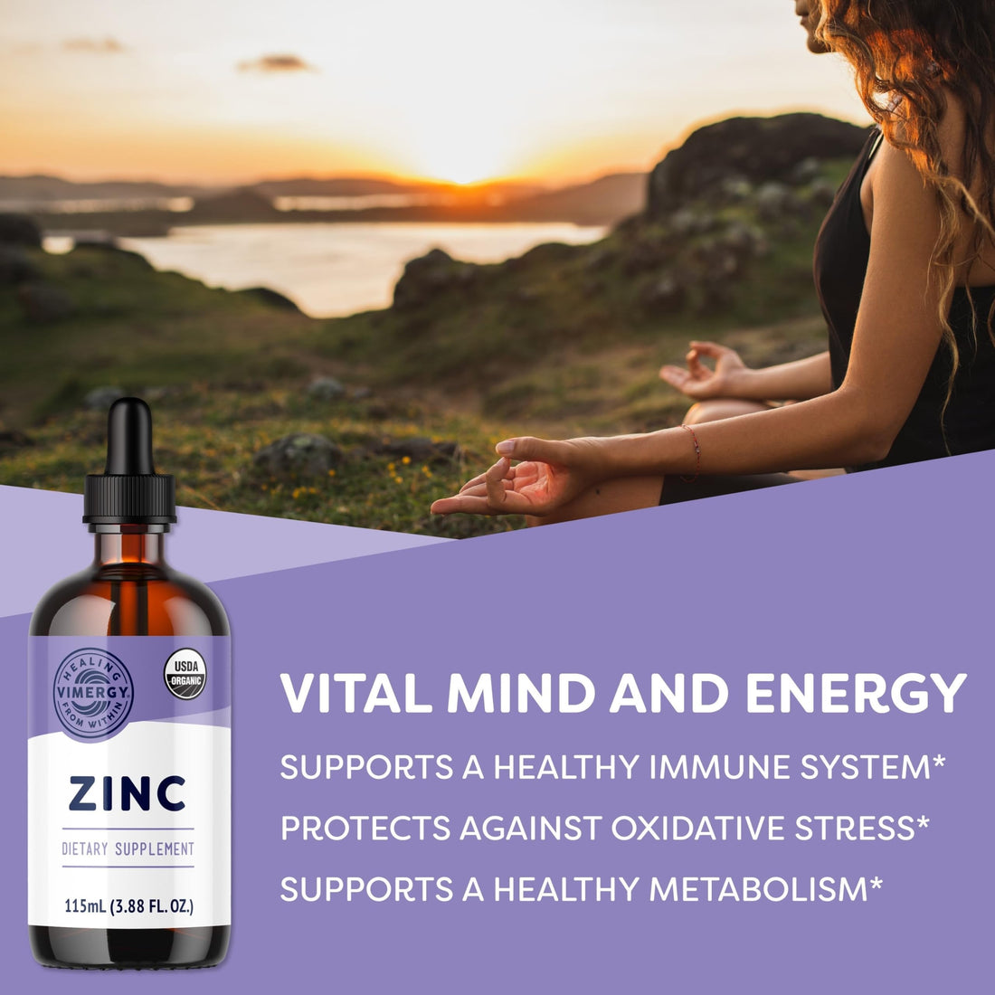 Vimergy Liquid Zinc – Fast-Absorbing Immune Support* – Promotes Healthy Bones & Skin – USDA Certified Organic, Vegan, Non-GMO – 57 Servings (115 mL)