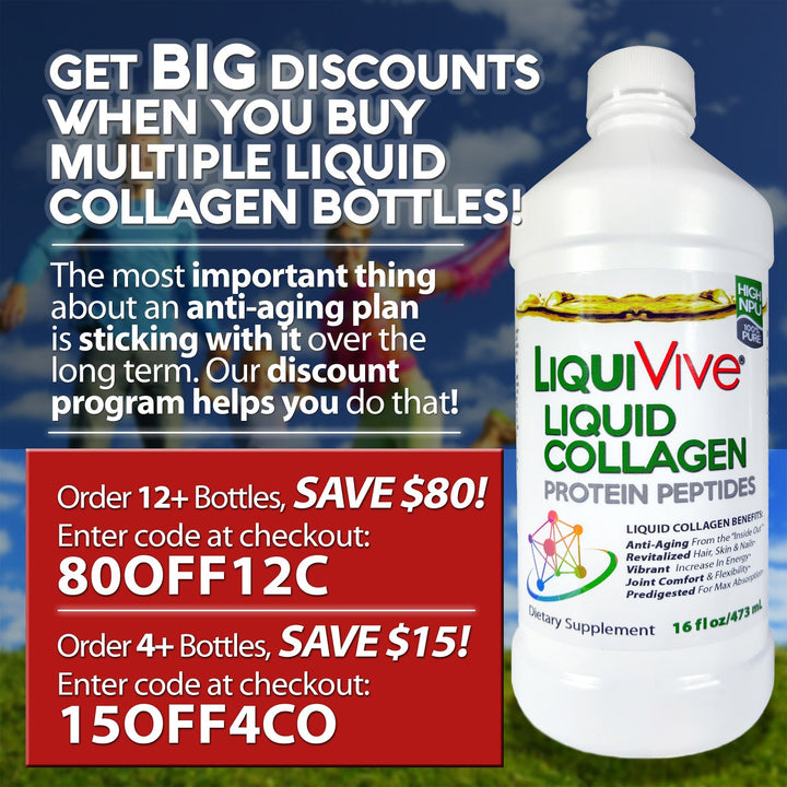 LiquiVive Liquid Collagen Protein Peptides Concentrate | Pure Hydrolyzed Super Multi Collagen Hydrolysate Drink | Higher Absorption Than Powder Pills & Capsules | Colageno Liquido Hidrolizado