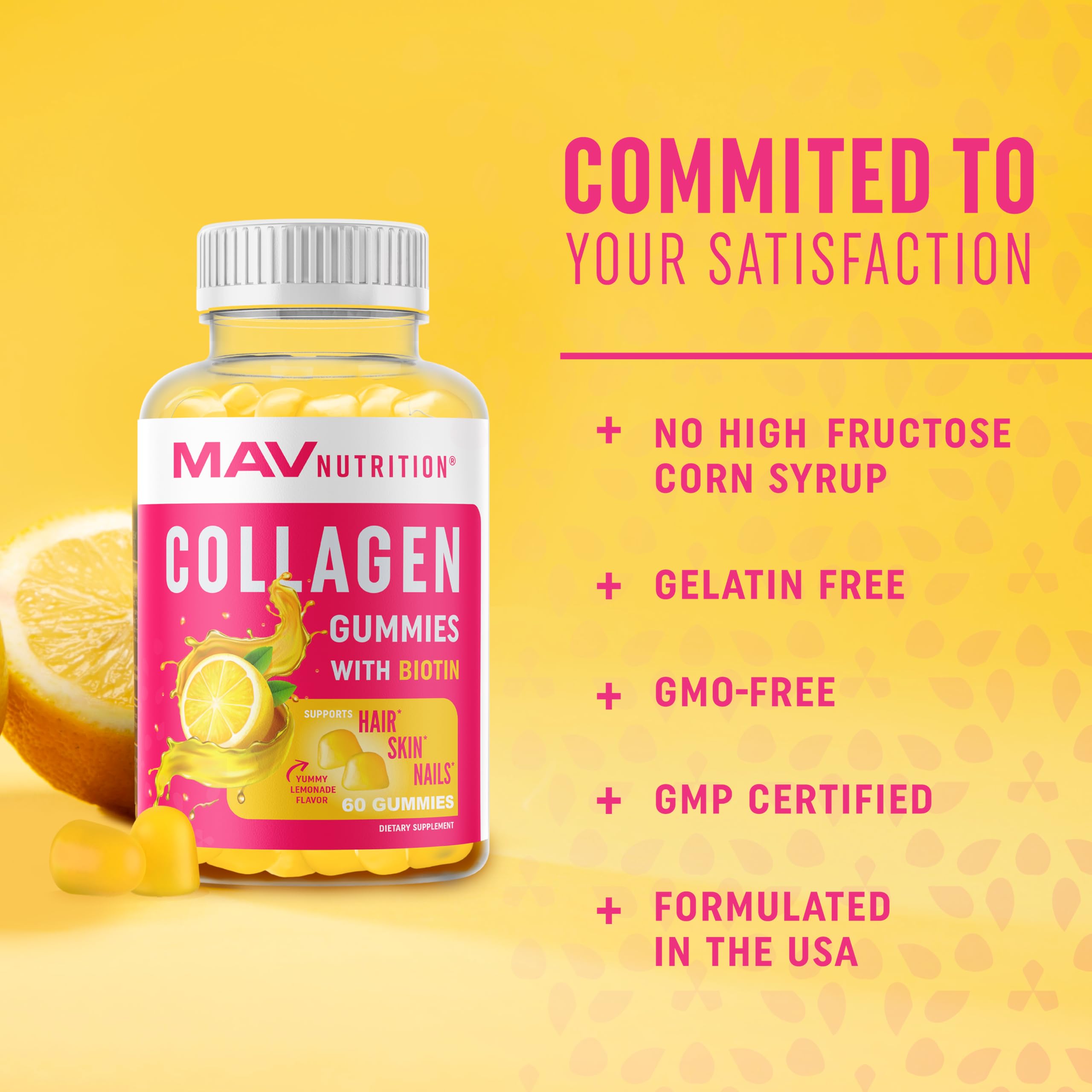 Collagen Gummies for Women | 200mg Hydrolyzed Collagen + 2500mcg Biotin, With Vitamin C, E & Zinc | Anti Aging, Hair Growth, Skin, Strong Nails | Non-GMO Gummy Vitamin Supplements | 60 Count