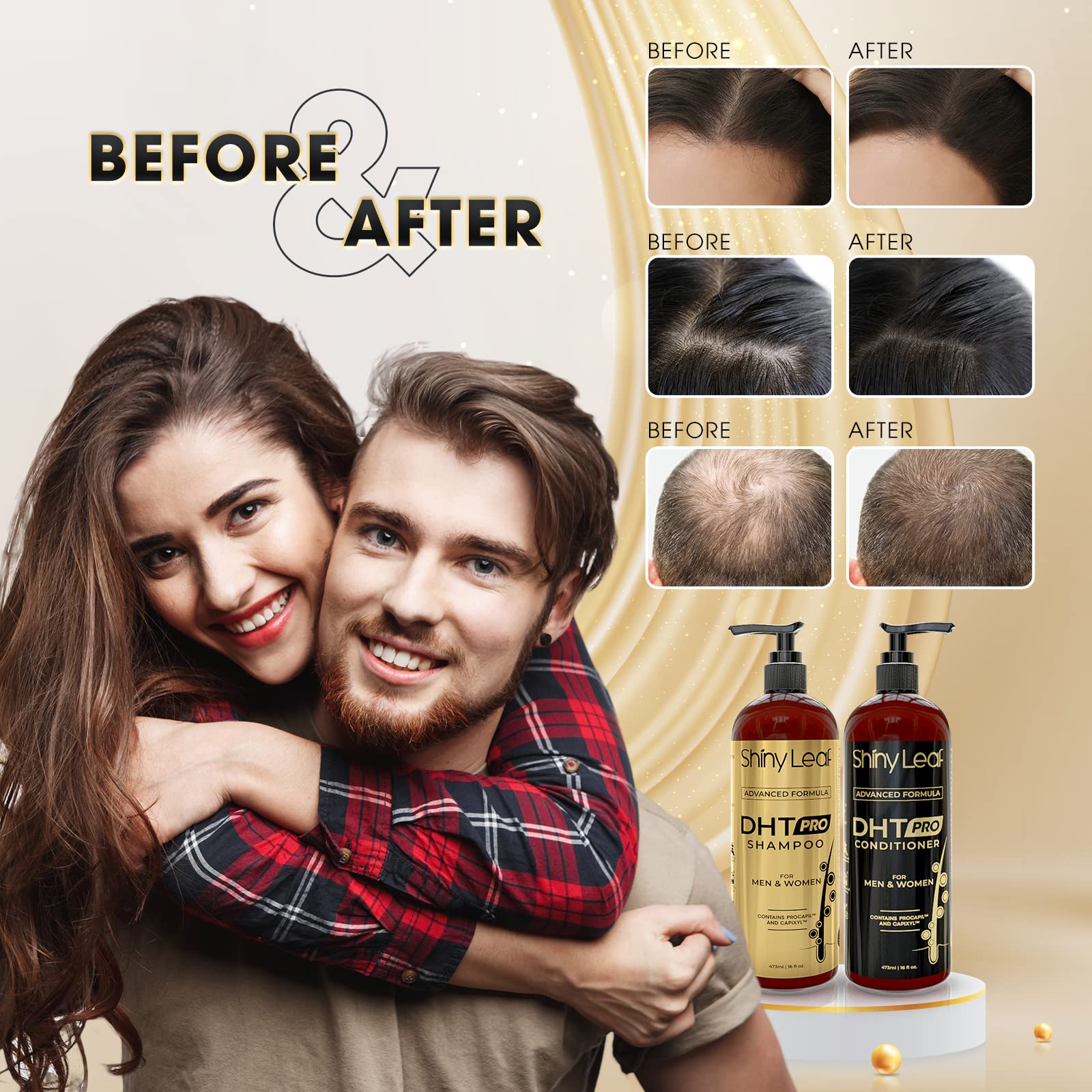 DHT Pro Shampoo and Conditioner Advanced Formula with Procapil and Capixyl, DHT Blockers and Natural Extracts, Hair Loss Solution for Men and Women, Stimulates Follicles, Prevents Thinning Hair