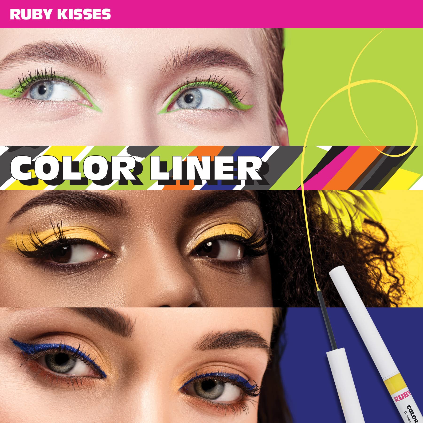 Ruby Kisses Color Liquid Eyeliner Water Resistant Long Lasting Eyeliner 3 ml (0.10 fl.oz.) (White)