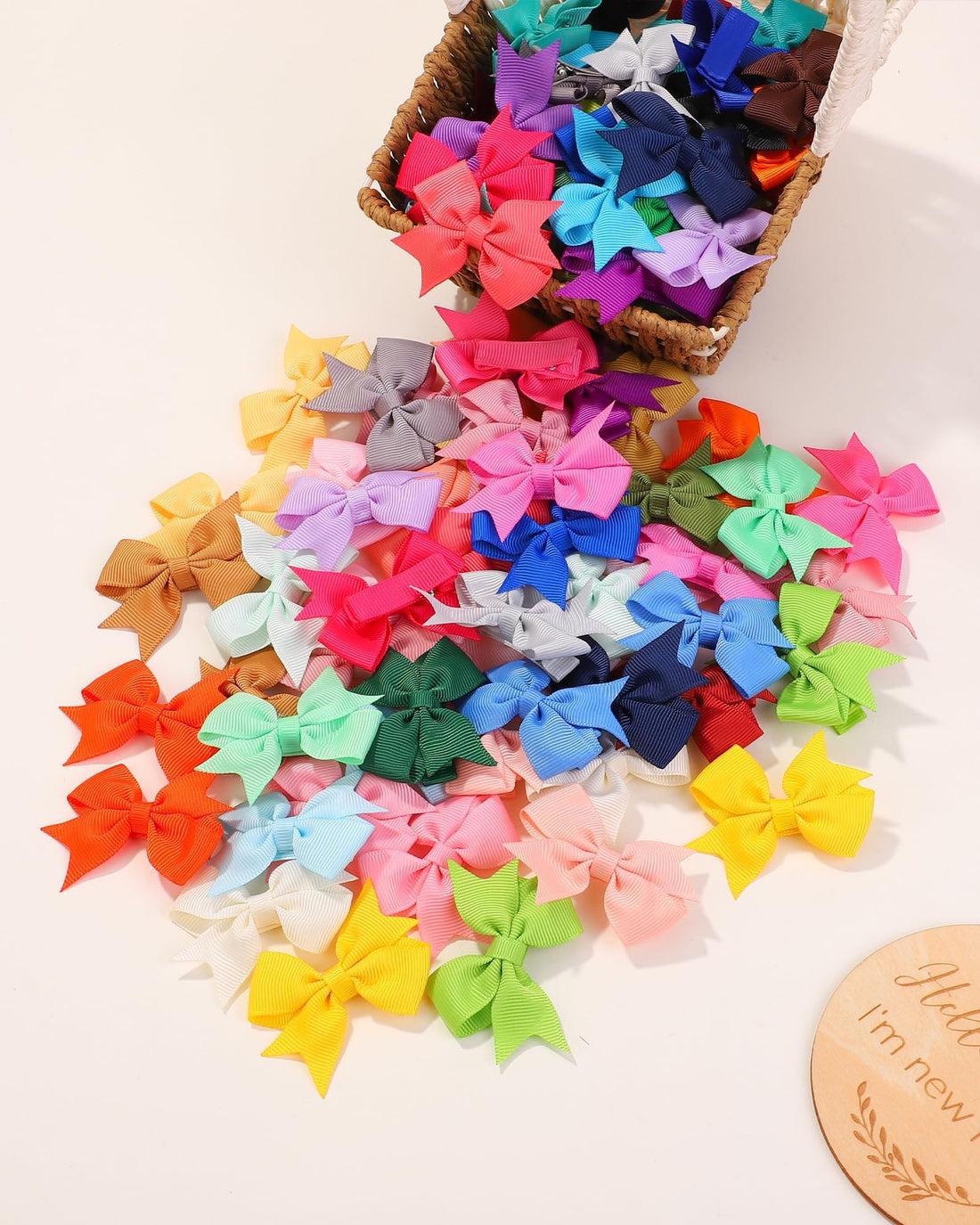 doboi Hair Clips 100PCS 2 Infant Grosgrain Boutique Ribbon Mini Bows for Girls Teens Infants Kids Toddlers Newborn - 50 Pairs Set