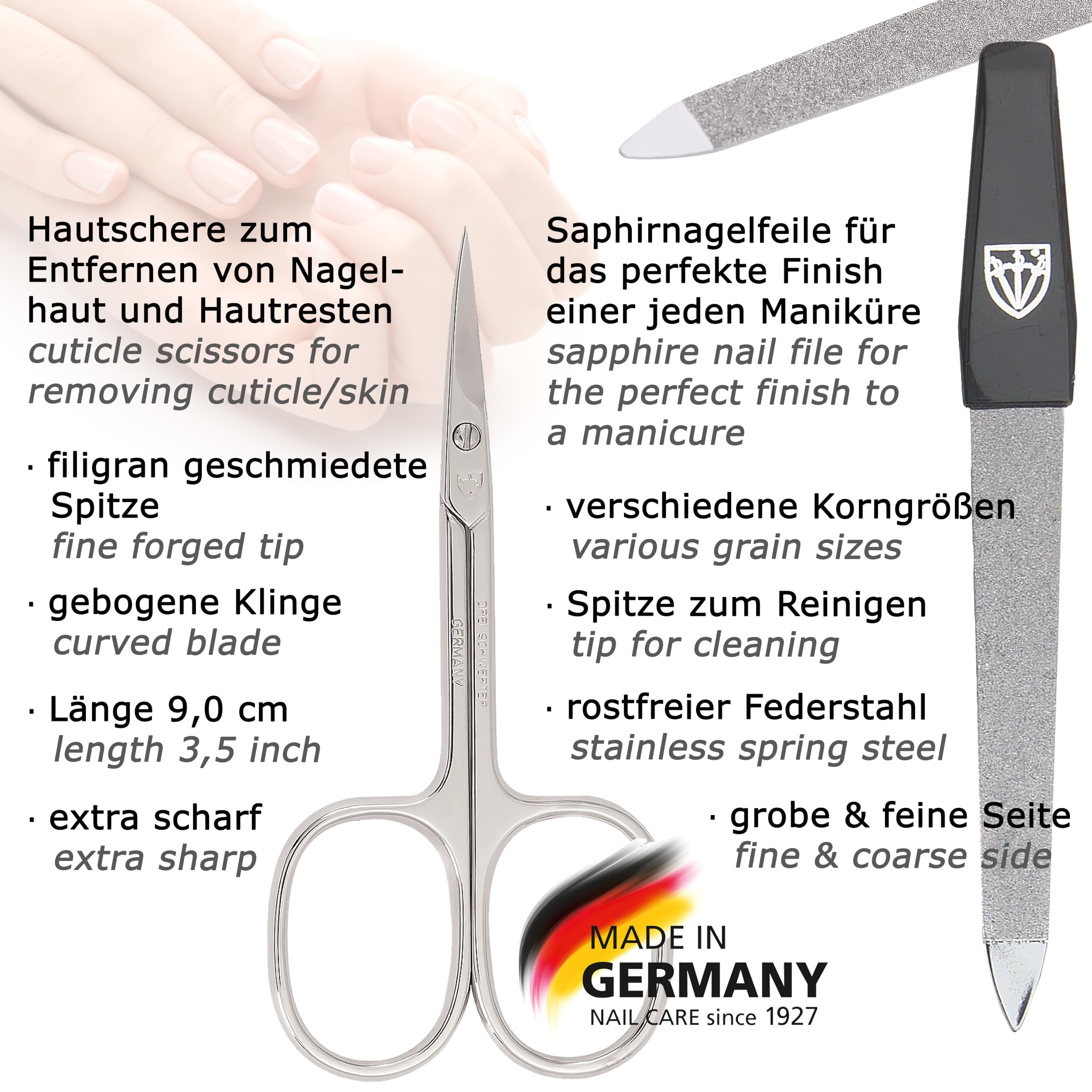 3 SWORDS GERMANY - 5 Piece Manicure & Pedicure Kit, made of high quality artificial leather in red, Quality: Made in Solingen/Germany