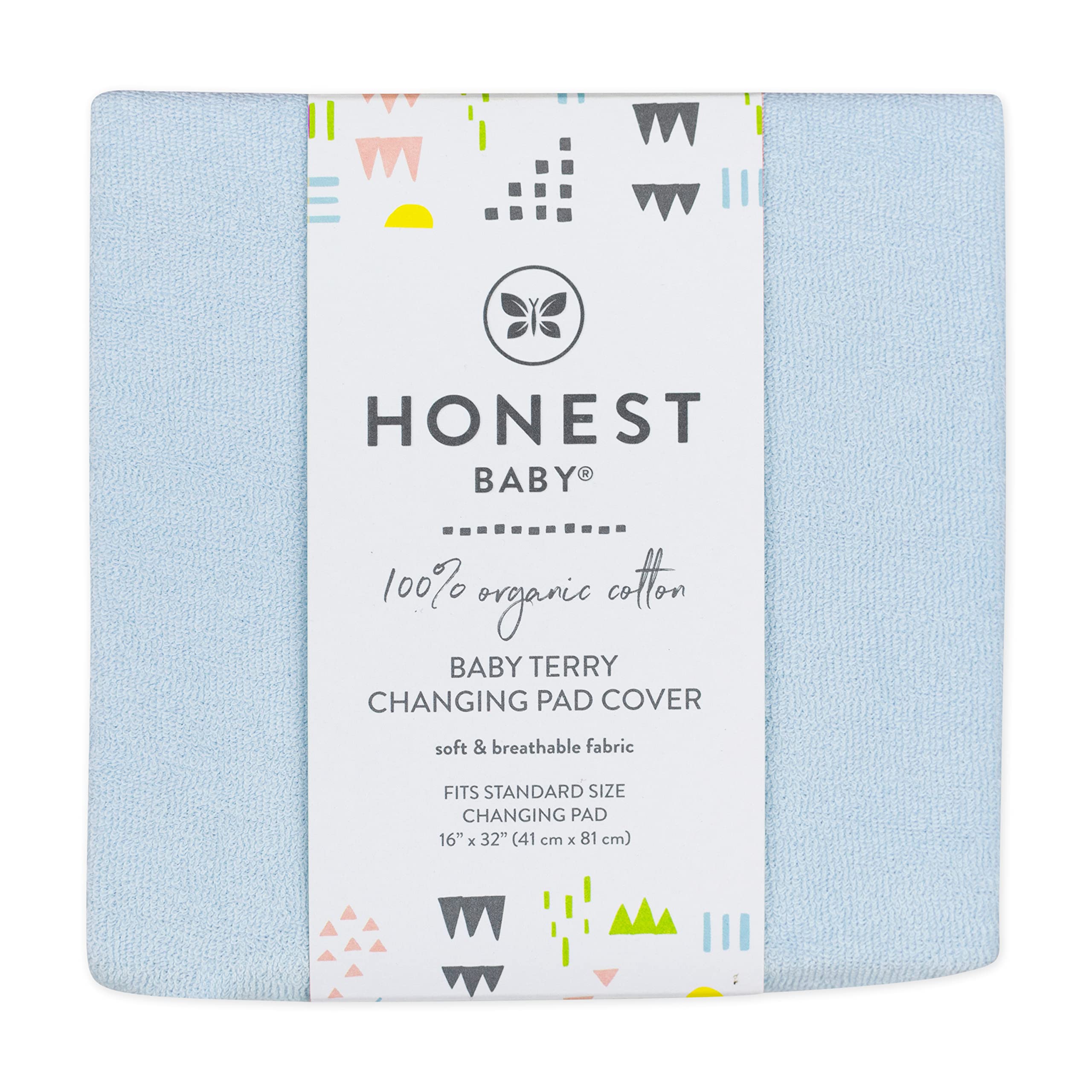 HonestBaby Unisex Baby Organic Cotton Changing Pad Cover And Toddler Sleepers, Light Blue (Terry Cotton), 1 Count Pack Of 1 US