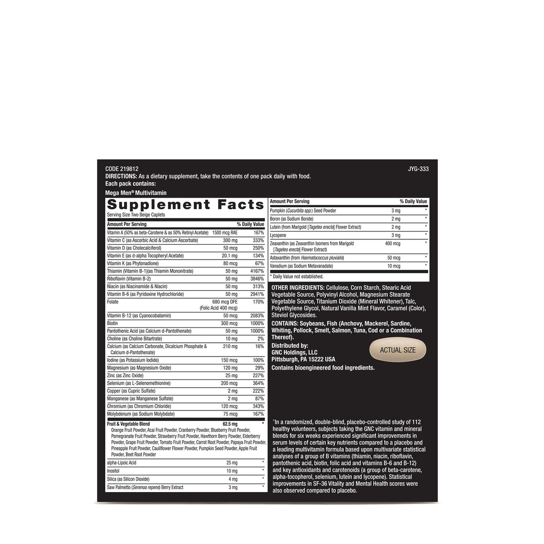 GNC Mega Men Performance & Vitality Vitapak | Overall Health and Wellness | 30 Count