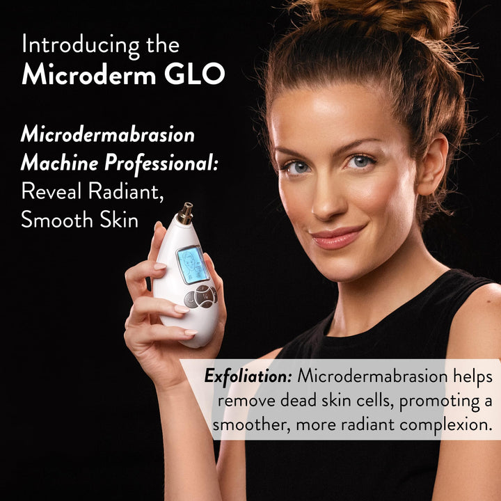 Microderm GLO Diamond Microdermabrasion System by Nuvéderm - #1 Advanced Home Facial Treatment Machine, Clinical Dermabrasion Anti-Aging Care, Perfect Blackhead Remover & Exfoliating Skincare Solution