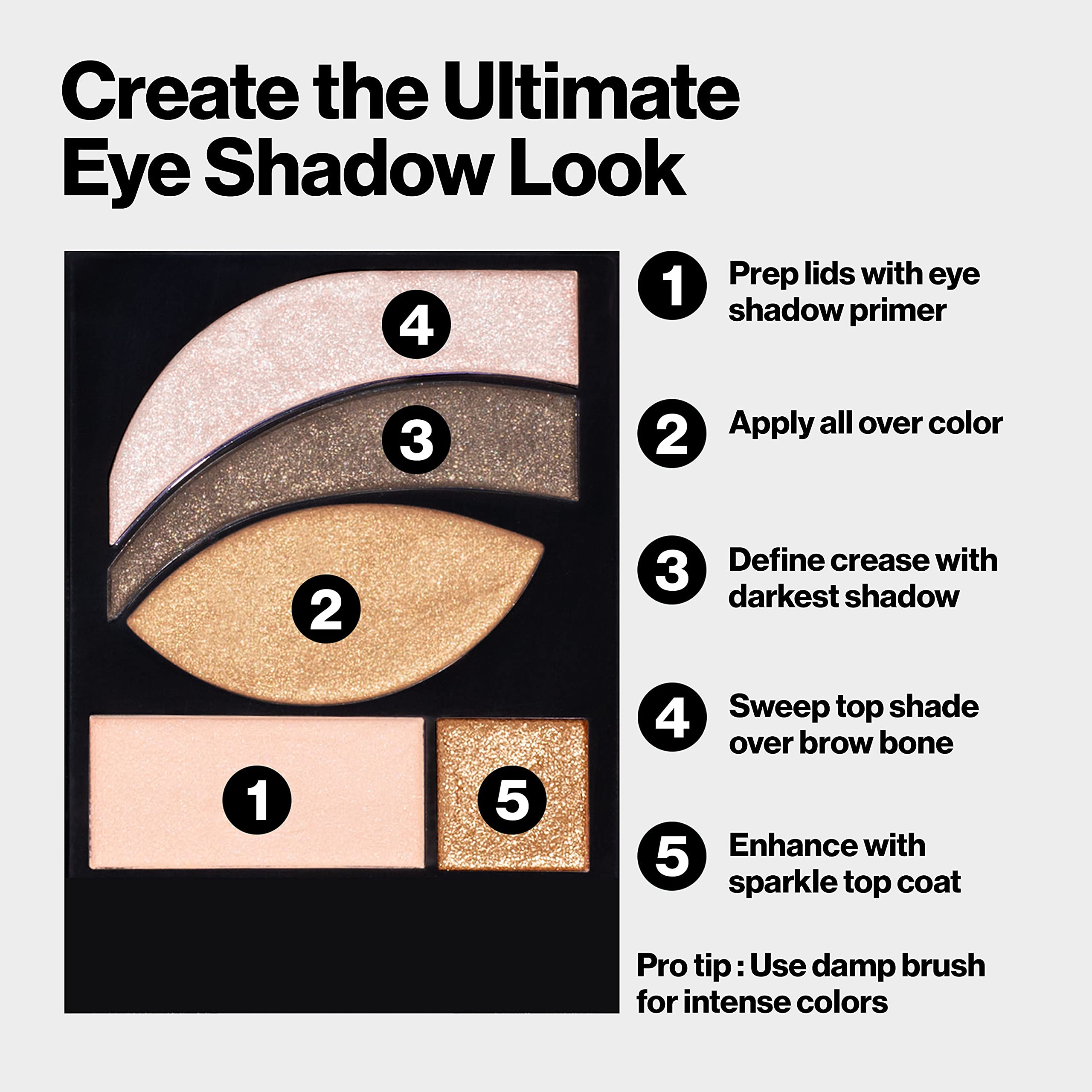 Revlon PhotoReady Eye Contour Kit, Eyeshadow Palette with 5 Wet/Dry Shades & Double-Ended Brush Applicator, Rustic (523), 0.1oz