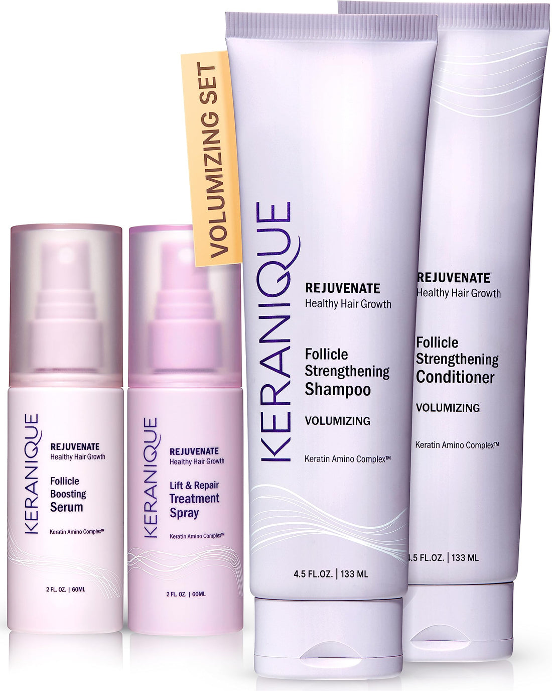 Keranique Thicker, Fuller Hair Kit ââ‚¬â€œ 30 Days | Shampoo, Conditioner, Follicle Boosting Serum, Lift & Repair Treatment Spray | Keratin Amino Complex Infused