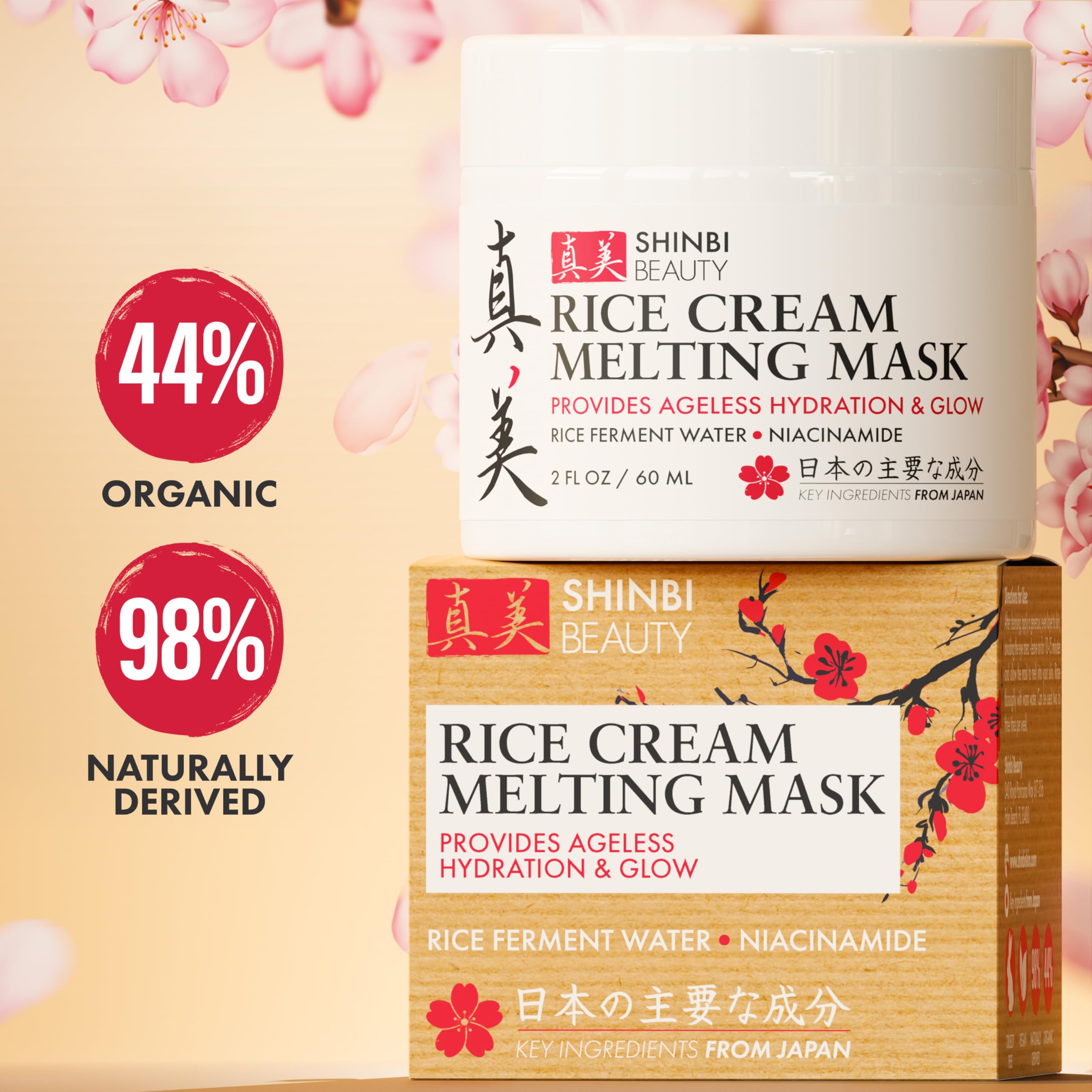 Shinbi Beauty Japanese Rice Mask for Face - Organic Face Mask Skincare - Japanese Skin Care Products for Anti Aging Anti Wrinkle J Beauty Glow 1oz