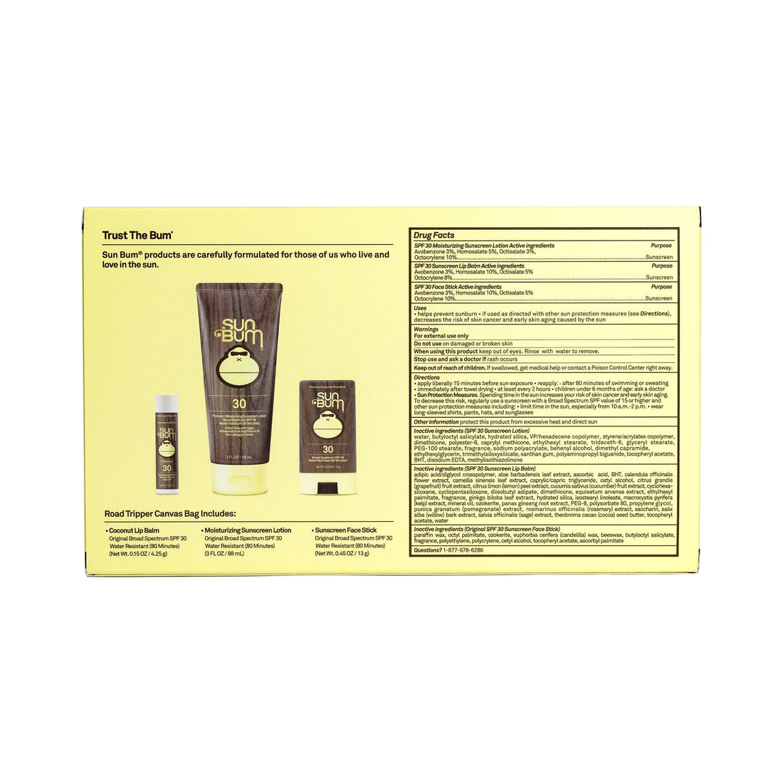 Sun Bum Road Tripper | Travel Sized Sun Care Pack with Sunscreen Lotion, Face Stick, and Lip Balm | SPF 30 Broad Spectrum UVA/UVB Protection | TSA Friendly