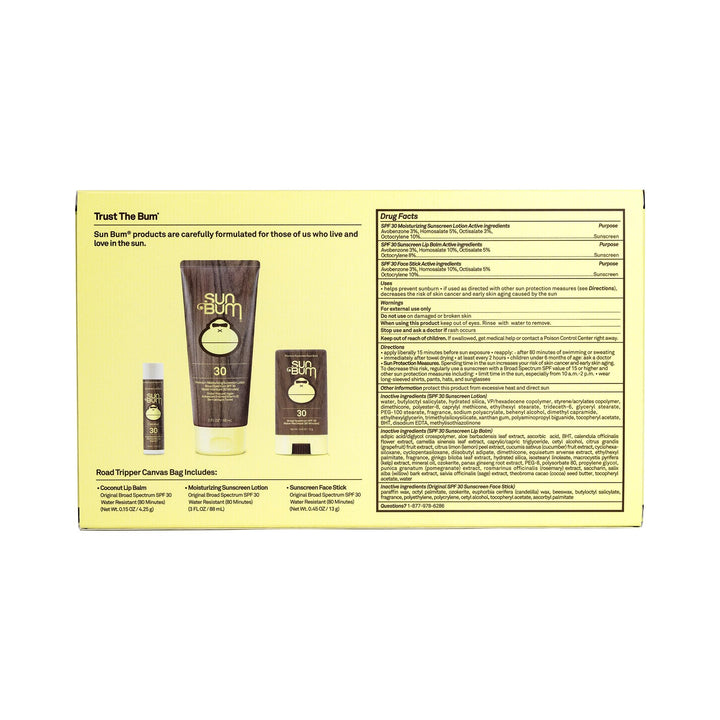 Sun Bum Road Tripper | Travel Sized Sun Care Pack with Sunscreen Lotion, Face Stick, and Lip Balm | SPF 30 Broad Spectrum UVA/UVB Protection | TSA Friendly