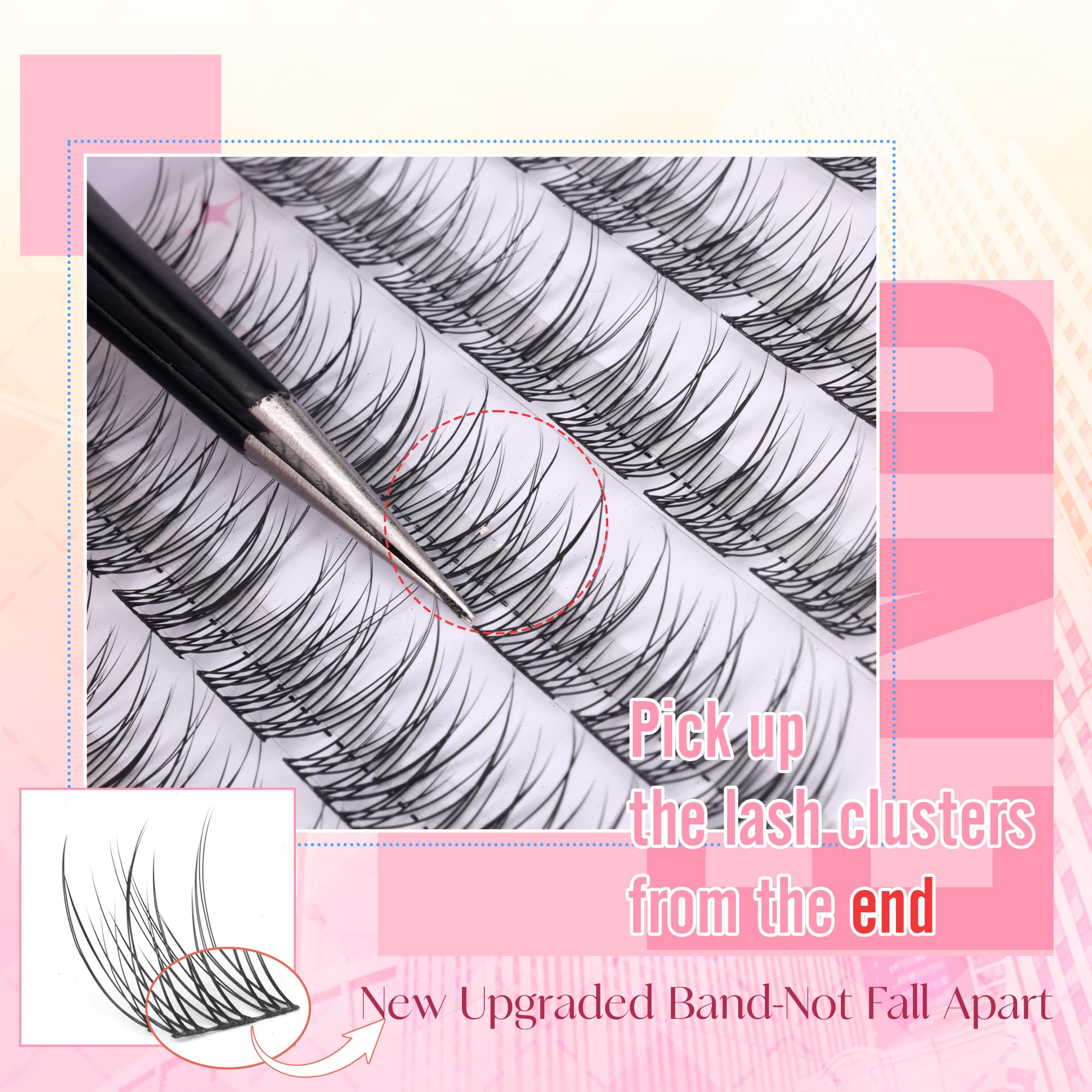 Lash Clusters Wispy Individual Lash Extensions Natural Cluster Lashes 9-11MM 96pcs DIY Eyelash Extension C-Curly Eyelash Clusters by Ruairie