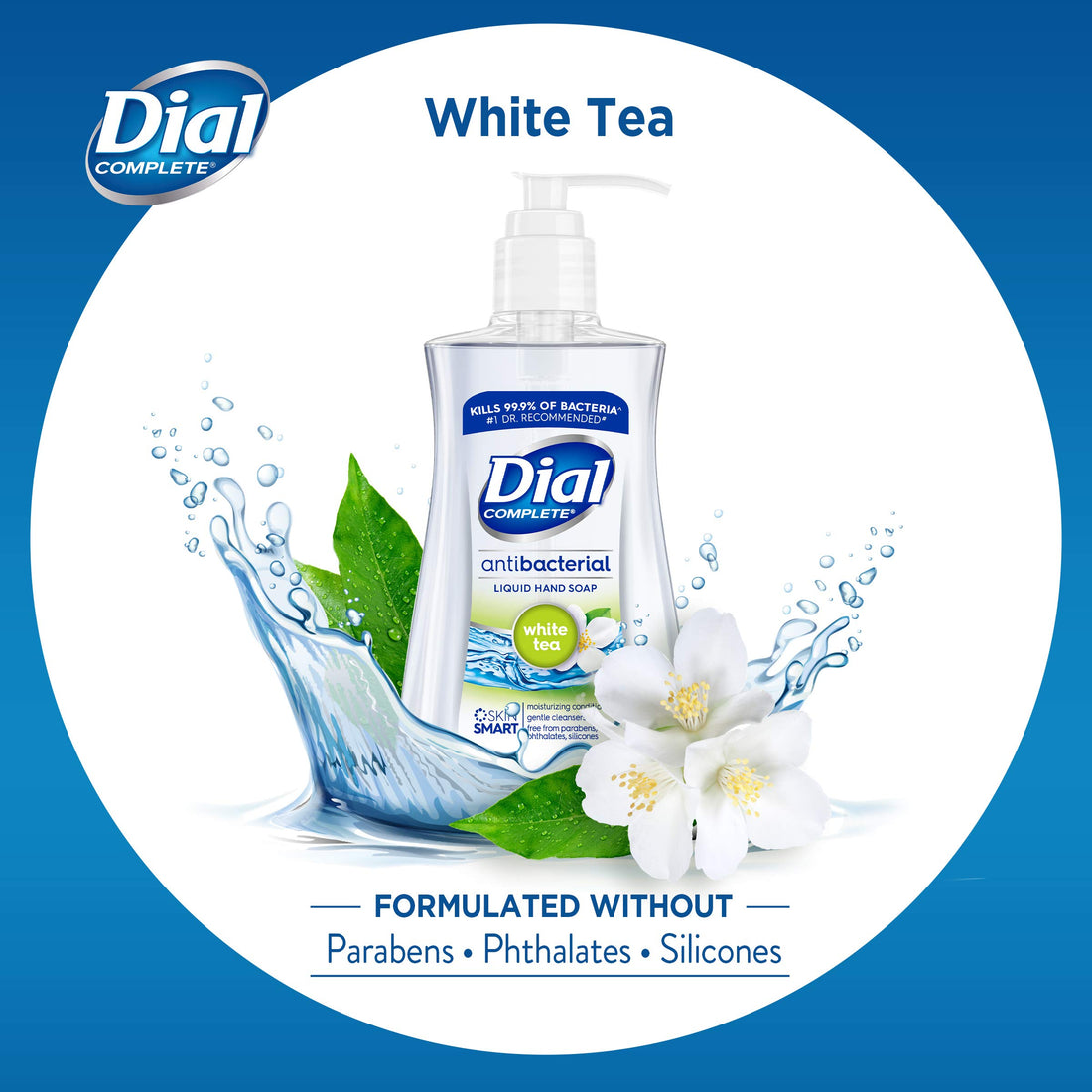 Dial Antibacterial Liquid Hand Soap, White Tea & Vitamin E, 7.5 Fluid Ounces (Pack of 12)