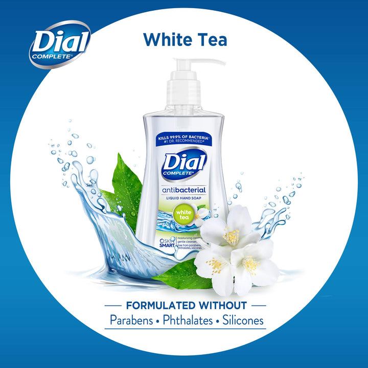 Dial Antibacterial Liquid Hand Soap, White Tea & Vitamin E, 7.5 Fluid Ounces (Pack of 12)