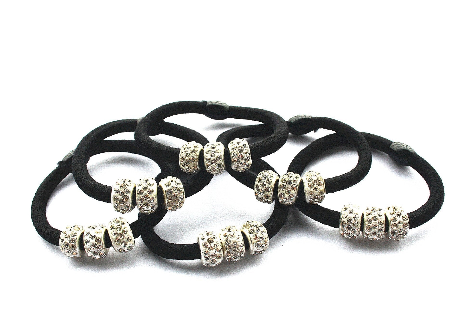 Casualfashion 10Pcs Lady Girls Shiny Rhinestone Rubber Band Hair Rings Korean Hair Accessories Hair Ropes Ponytail Holder