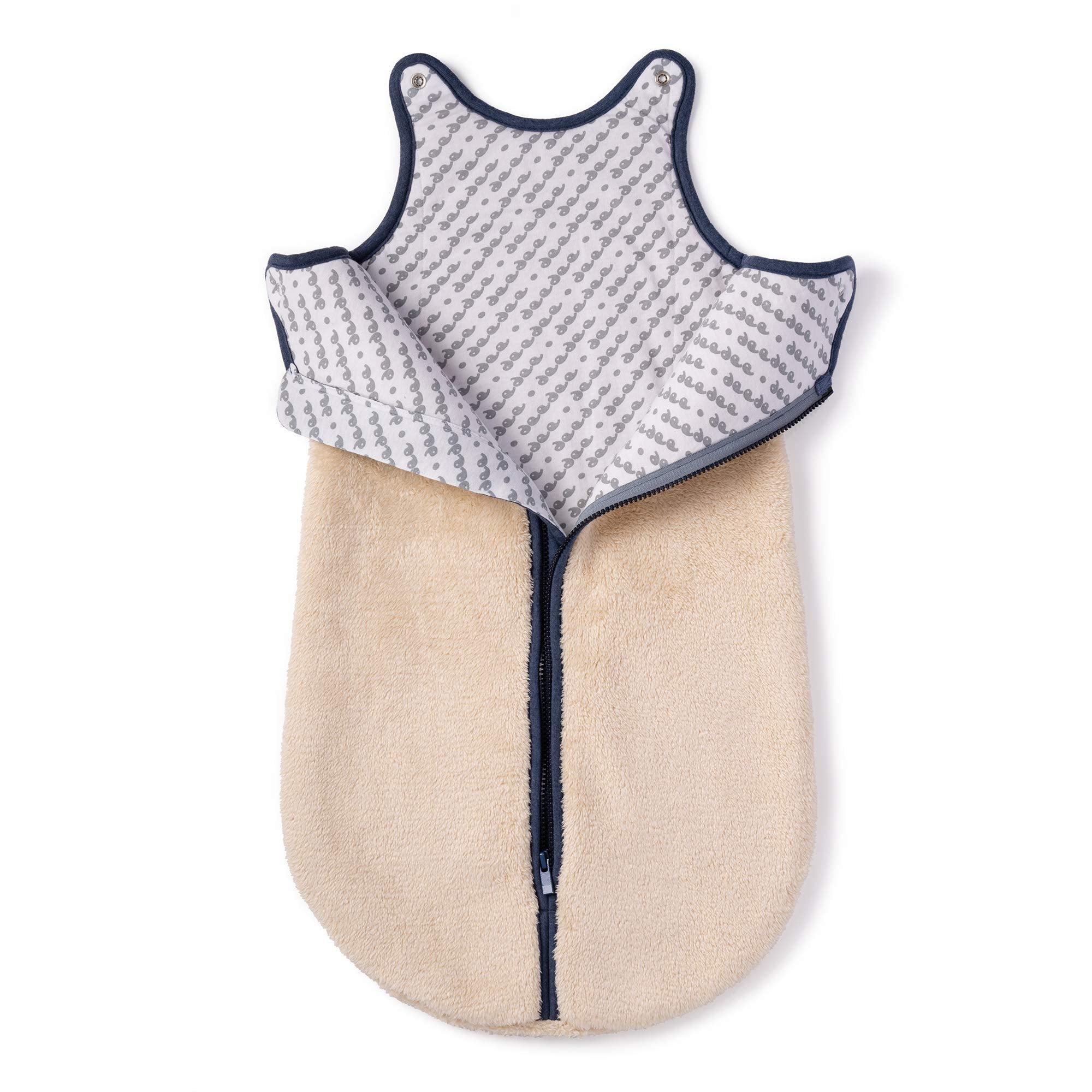baby deedee Sleep Nest Teddy Baby Sleeping Bag, Oatmeal Navy, Medium (6-18 Month)