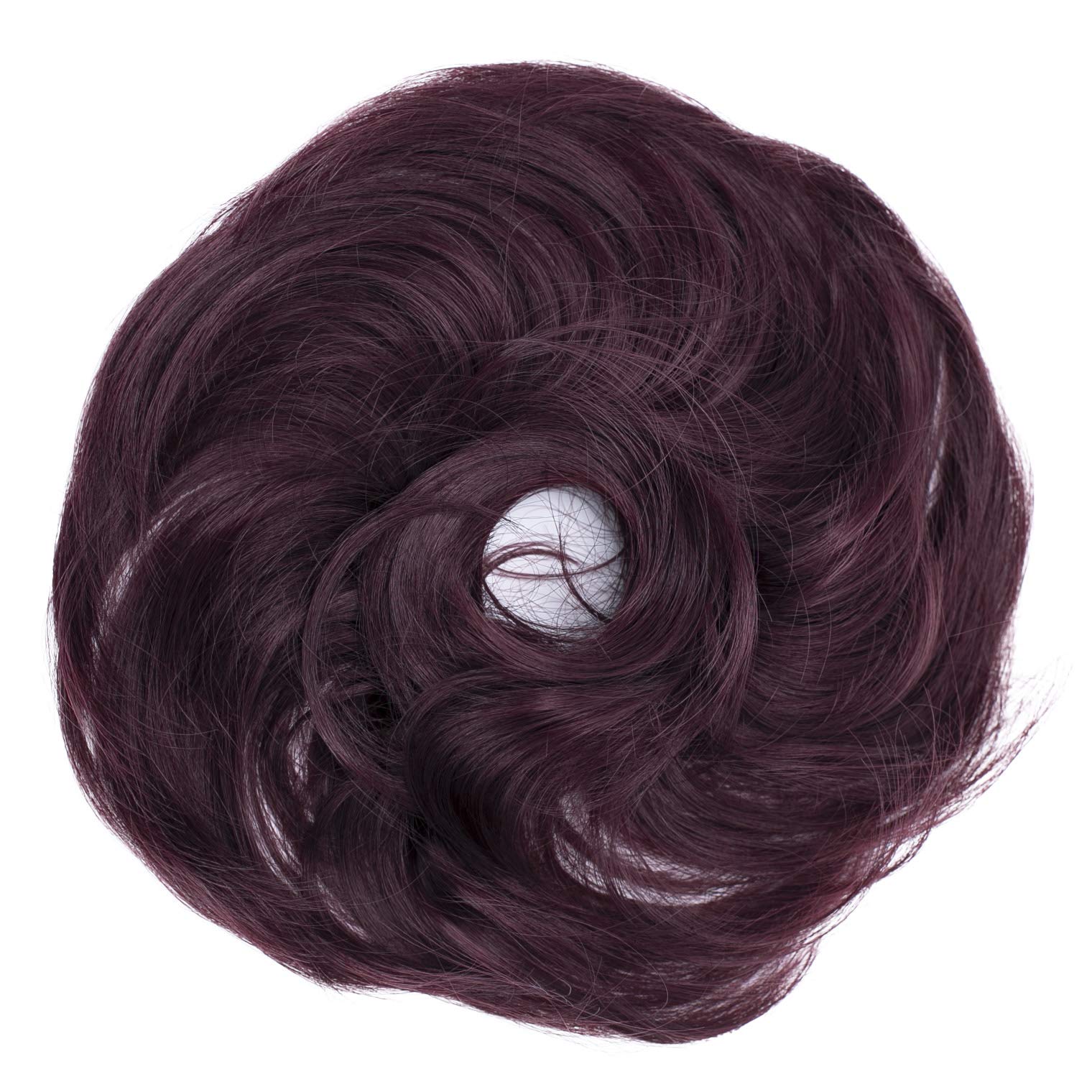 dark wine red #99jA : PRETTYSHOP Scrunchie Bun Up Do Hair piece Hair Ribbon Ponytail Extensions Wavy Curly or Messy Various Colors (claret red 99jA)