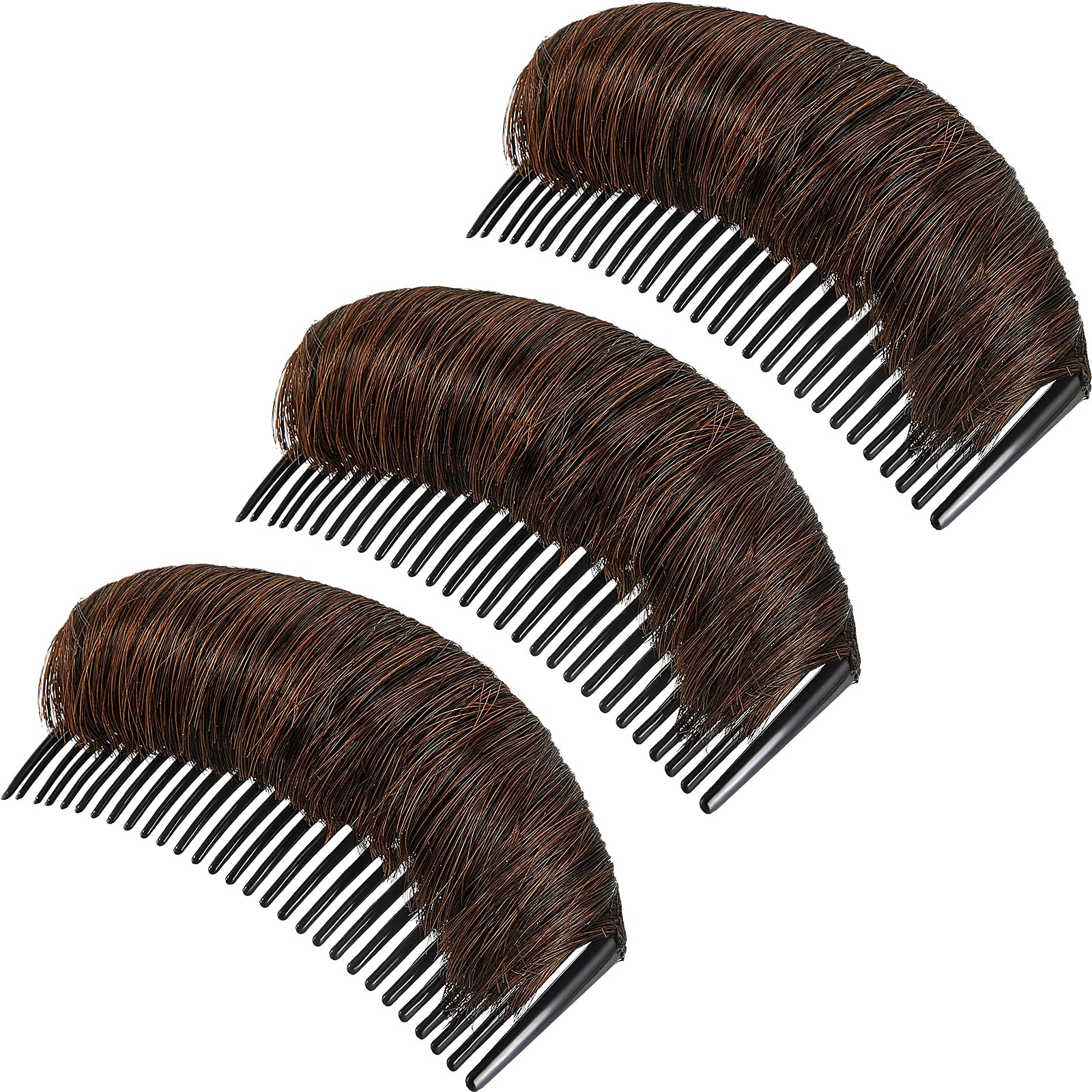 WILLBOND 3 Pieces Invisible False Hair Clips, Increased Hair Pad, Bump It Up Volume Hair Base Fluffy Princess Styling Insert Tool for Women Girls (Dark Brown)