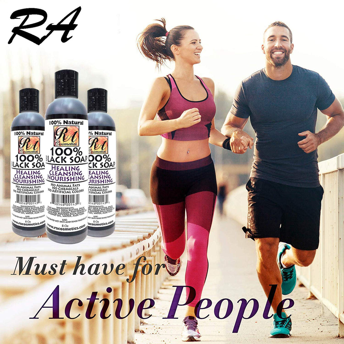 RA COSMETICS 100% African Liquid Natural Black Soap - 8 oz