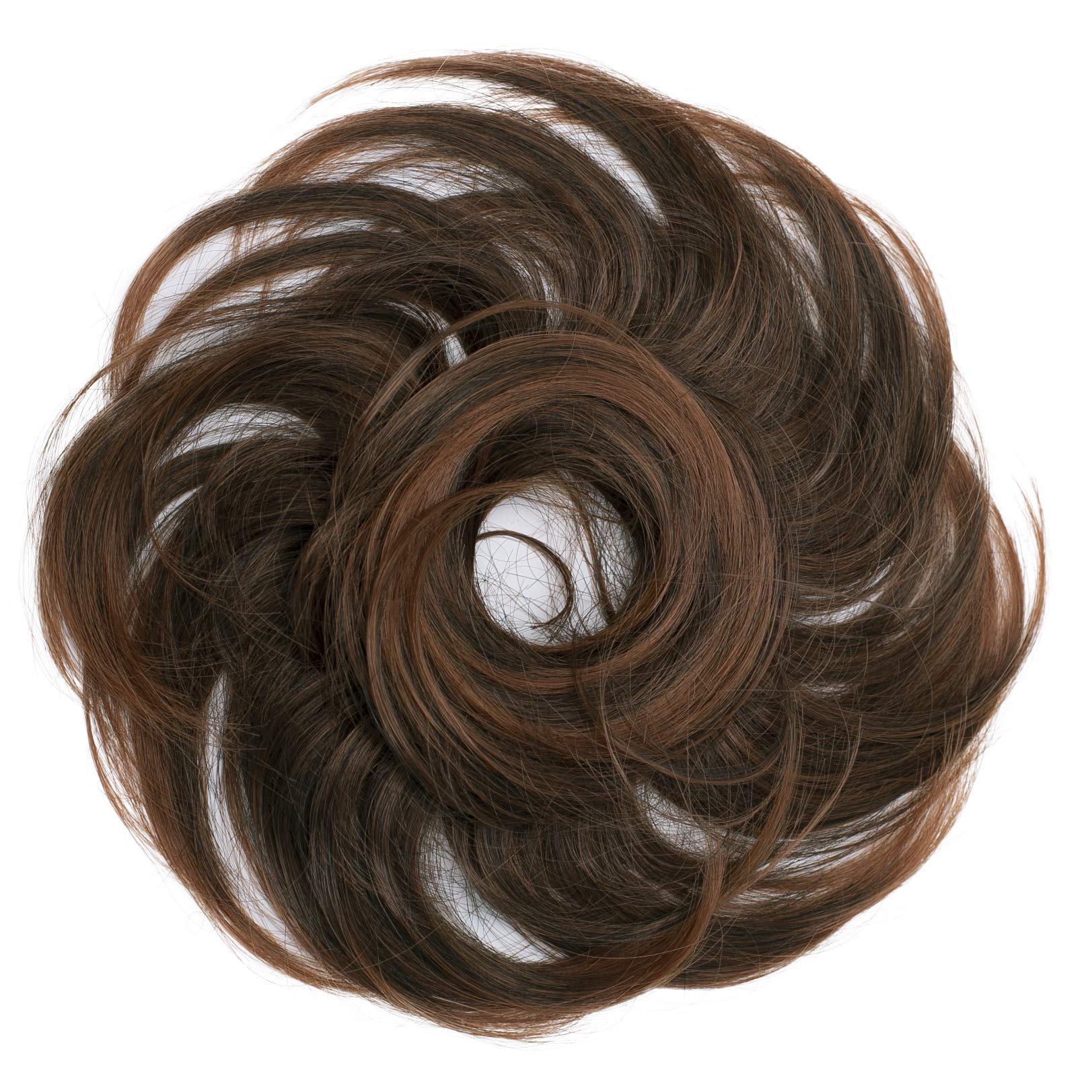 brown mix 4T30A : Scrunchy Scrunchie Bun Up Do Hairpiece Hair Ribbon Ponytail Extensions Wavy Curly or Messy various/diverse colours (blonde #27)