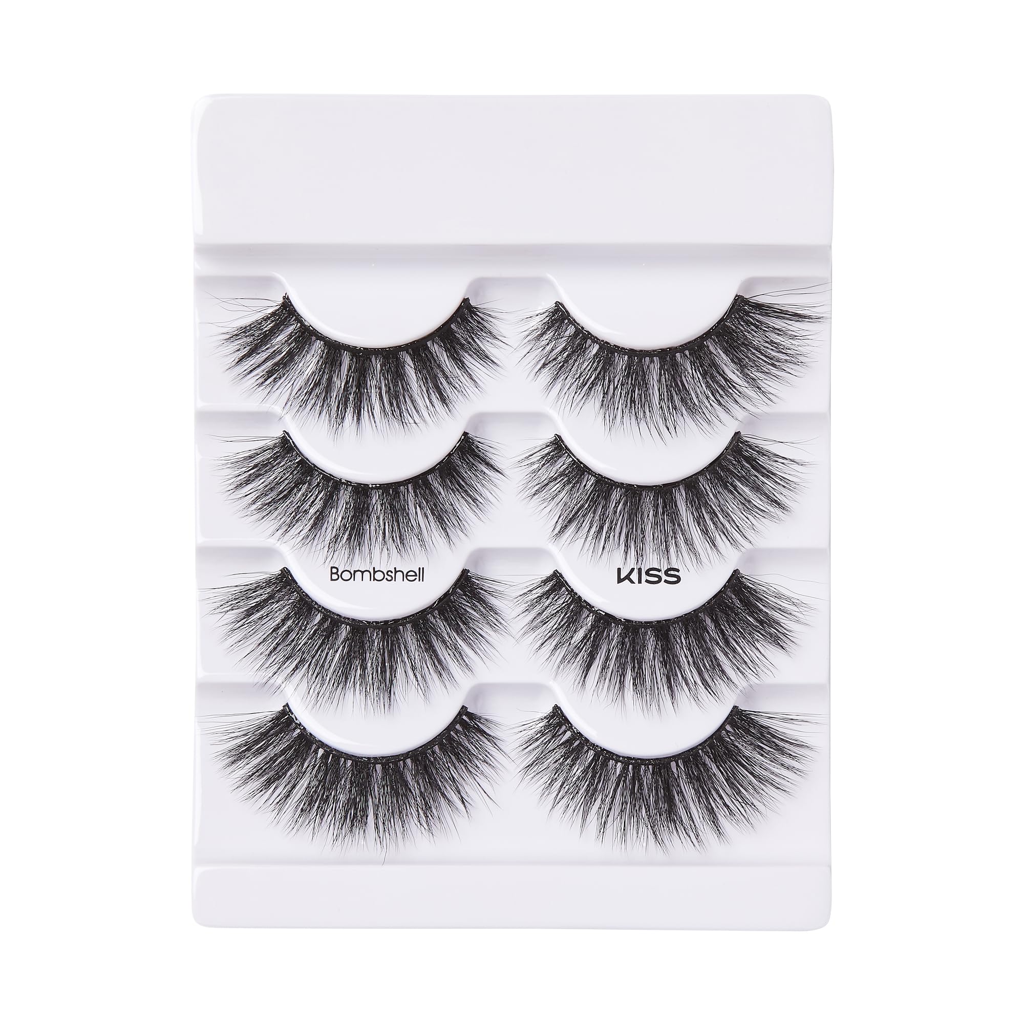 KISS Lash Couture Triple Push Up Collection Multipack, 3D Volume False Eyelashes with Triple Design Technology, Multi-Angles & Lengths, Contact Lens Friendly, Reusable, Style Bombshell, 4 Pairs