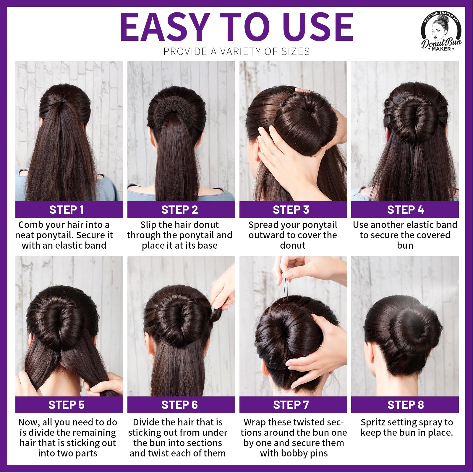 Teenitor Hair Bun Maker for Kids Girls - Hair Donuts, Ballet Bun in 4 Sizes, Light Brown