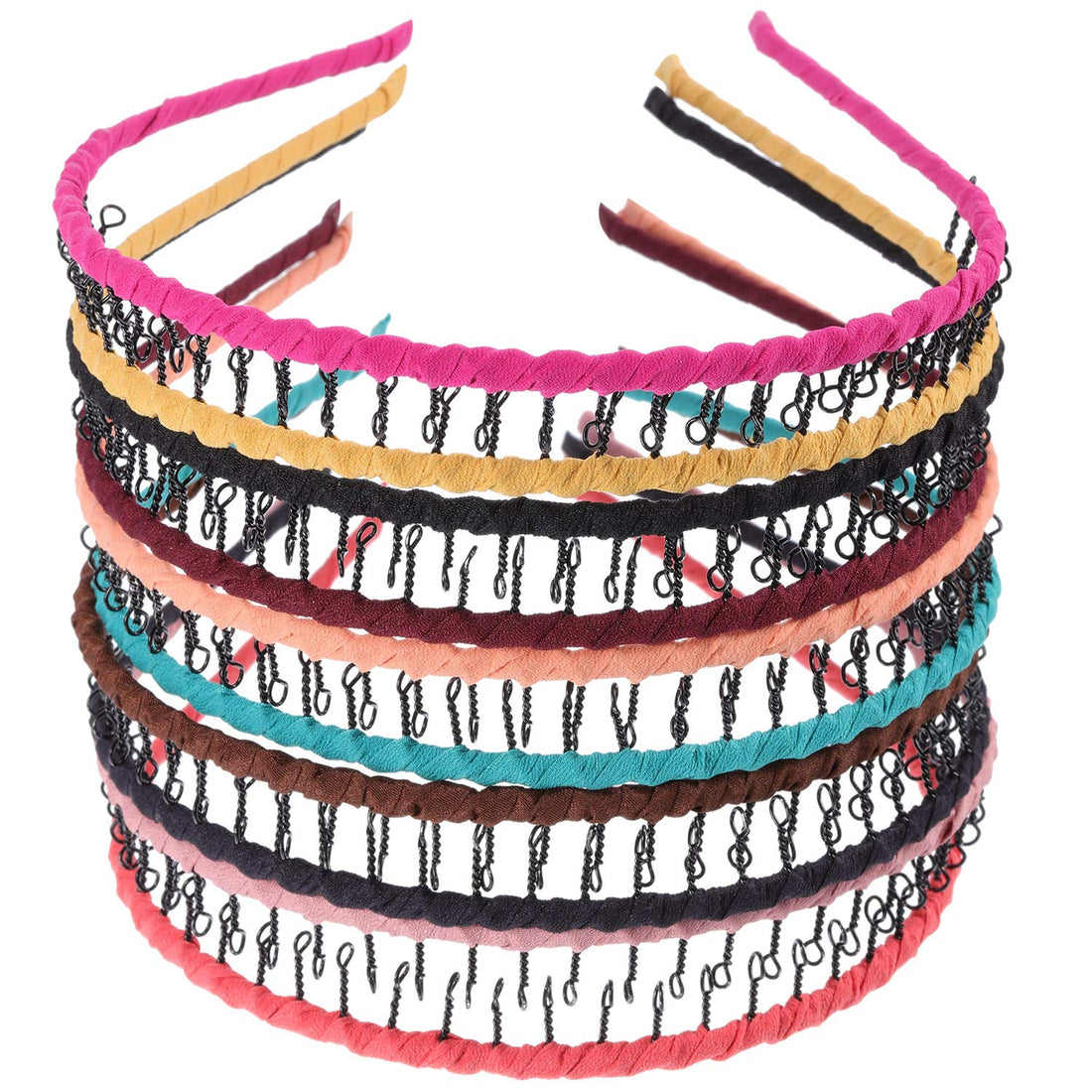 Zhanmai 10 Pieces Unisex Metal Teeth Comb Hair Hoop Hairband Headband Hair Accessories, Multicolor